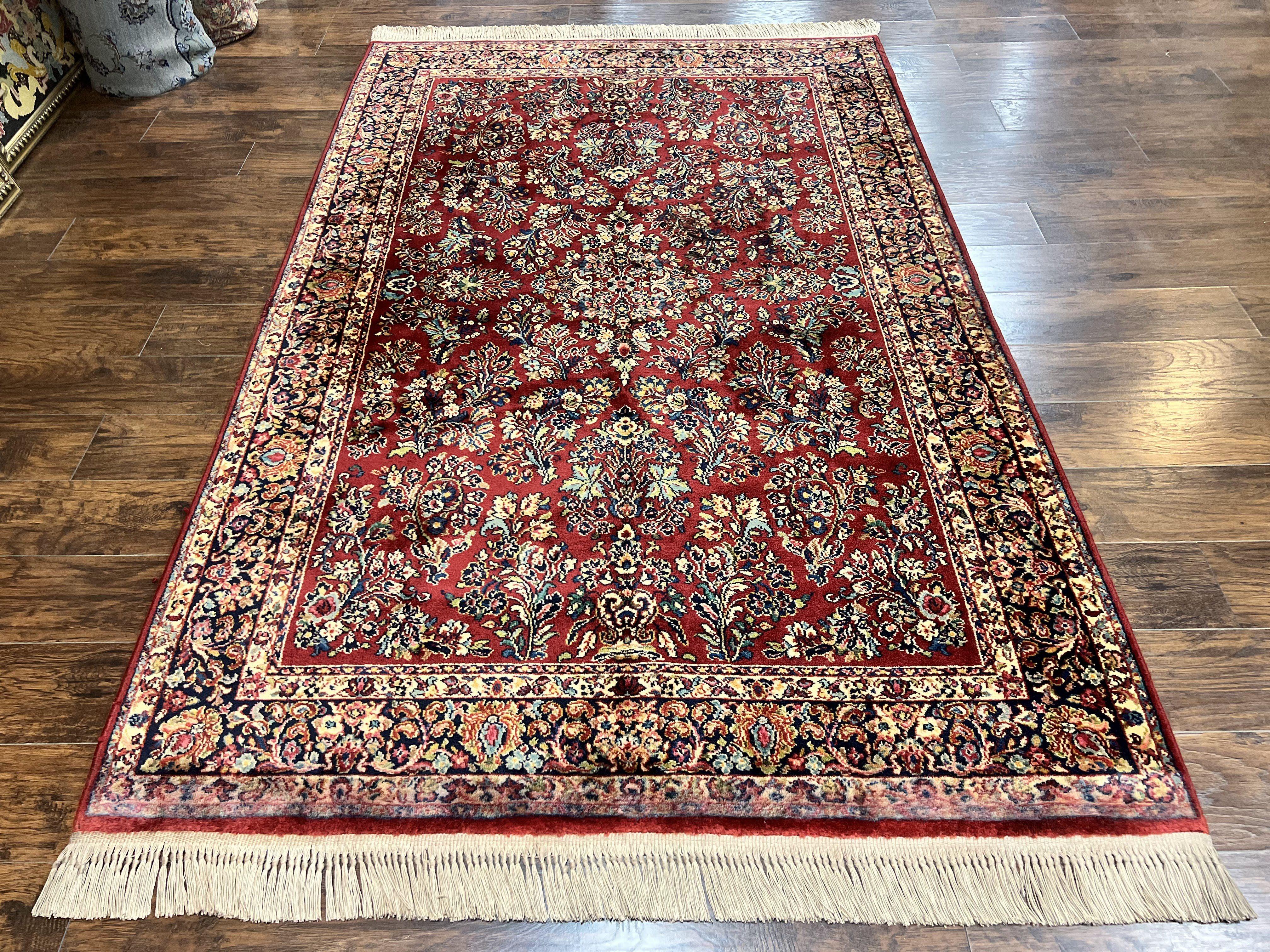 Karastan Rug 5.9 x 9 Red Sarouk #785, Wool Karastan Carpet, Original 700 Series, Vintage Karastan Oriental Rug Discontinued - Jewel Rugs