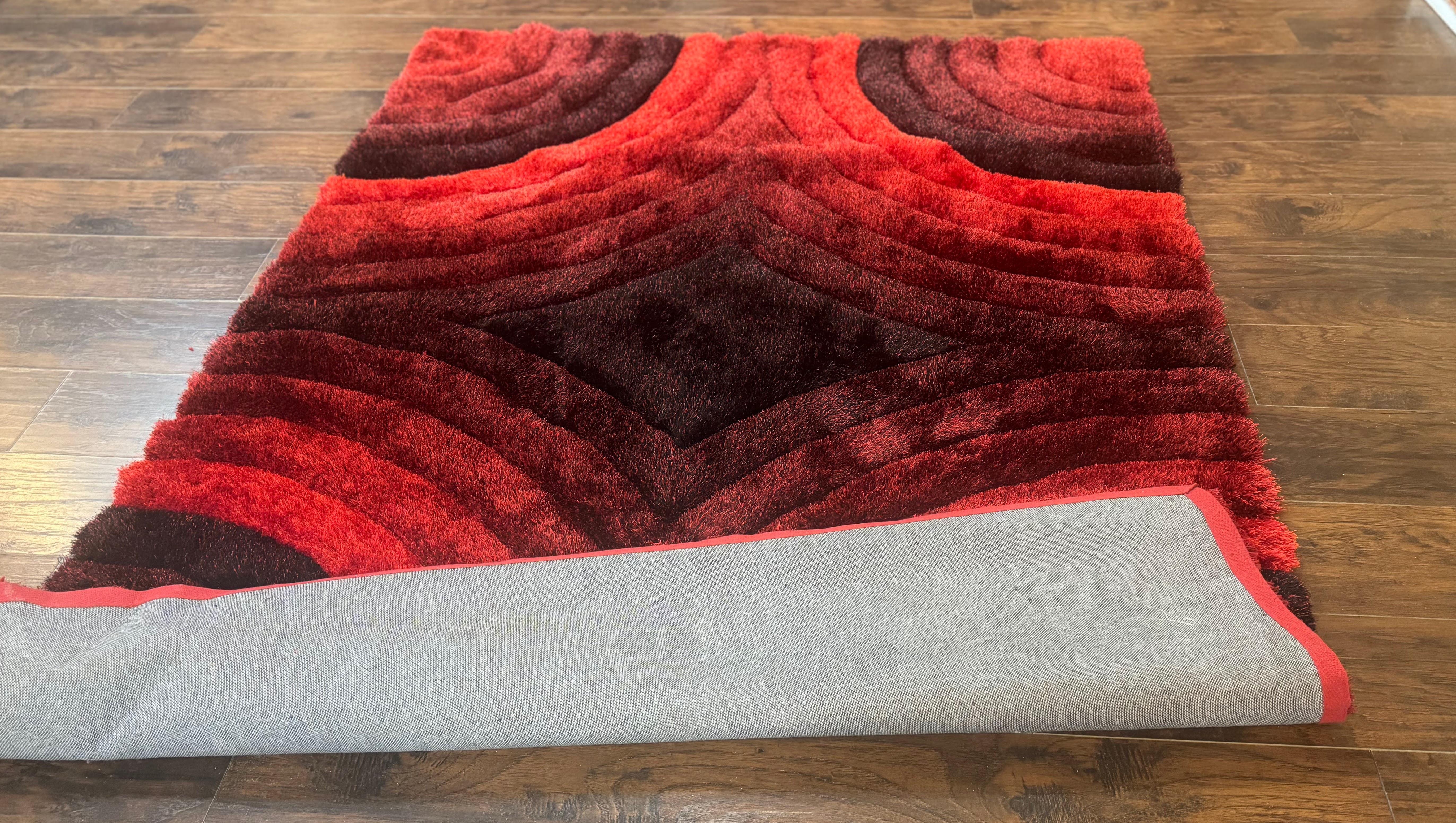 Red and Black Shag Rug 5x7, Pair B - Jewel Rugs