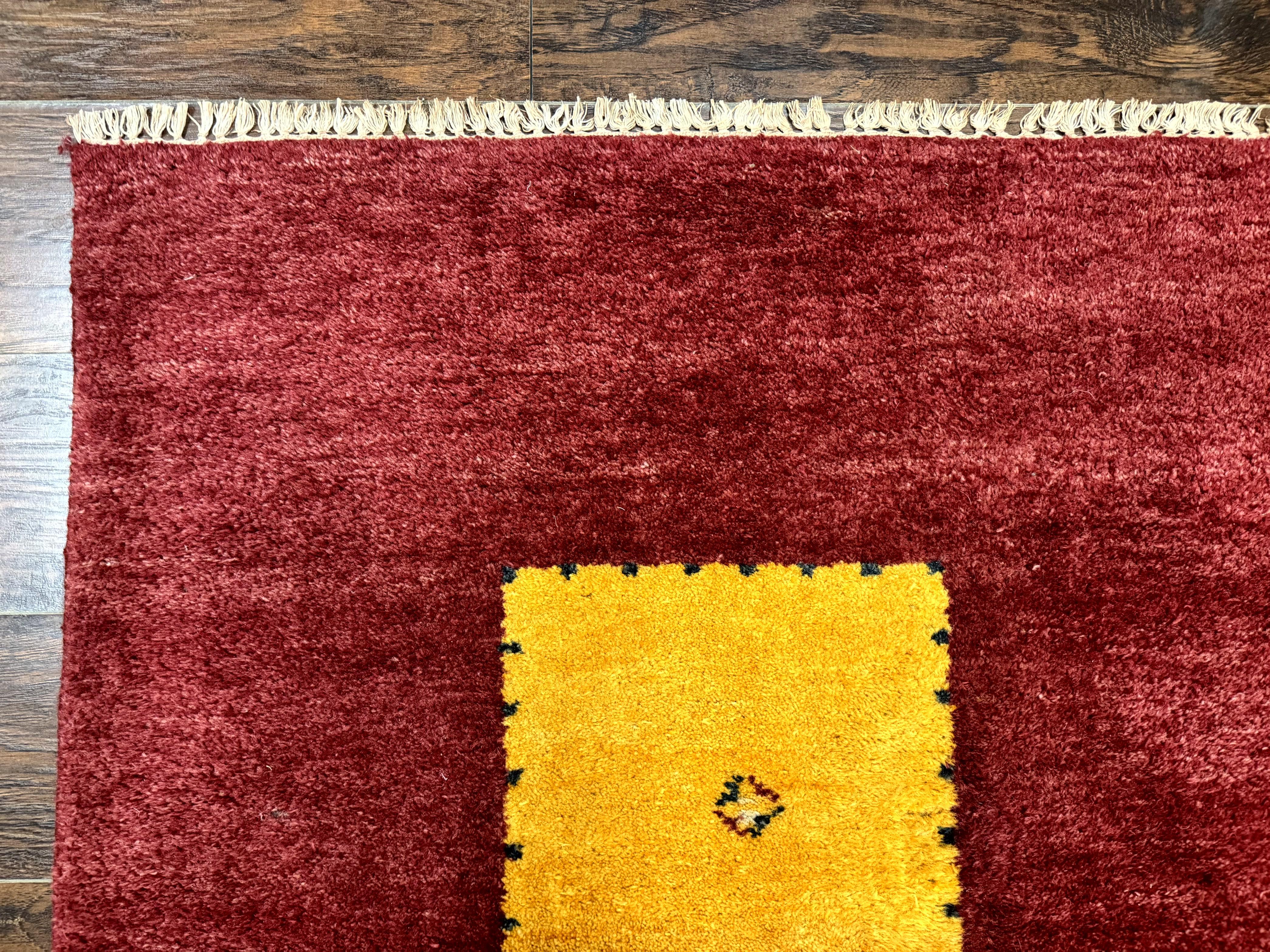 Modern Indo Persian Gabbeh Rug 7x10, Red, Tribal Area Rug - Jewel Rugs