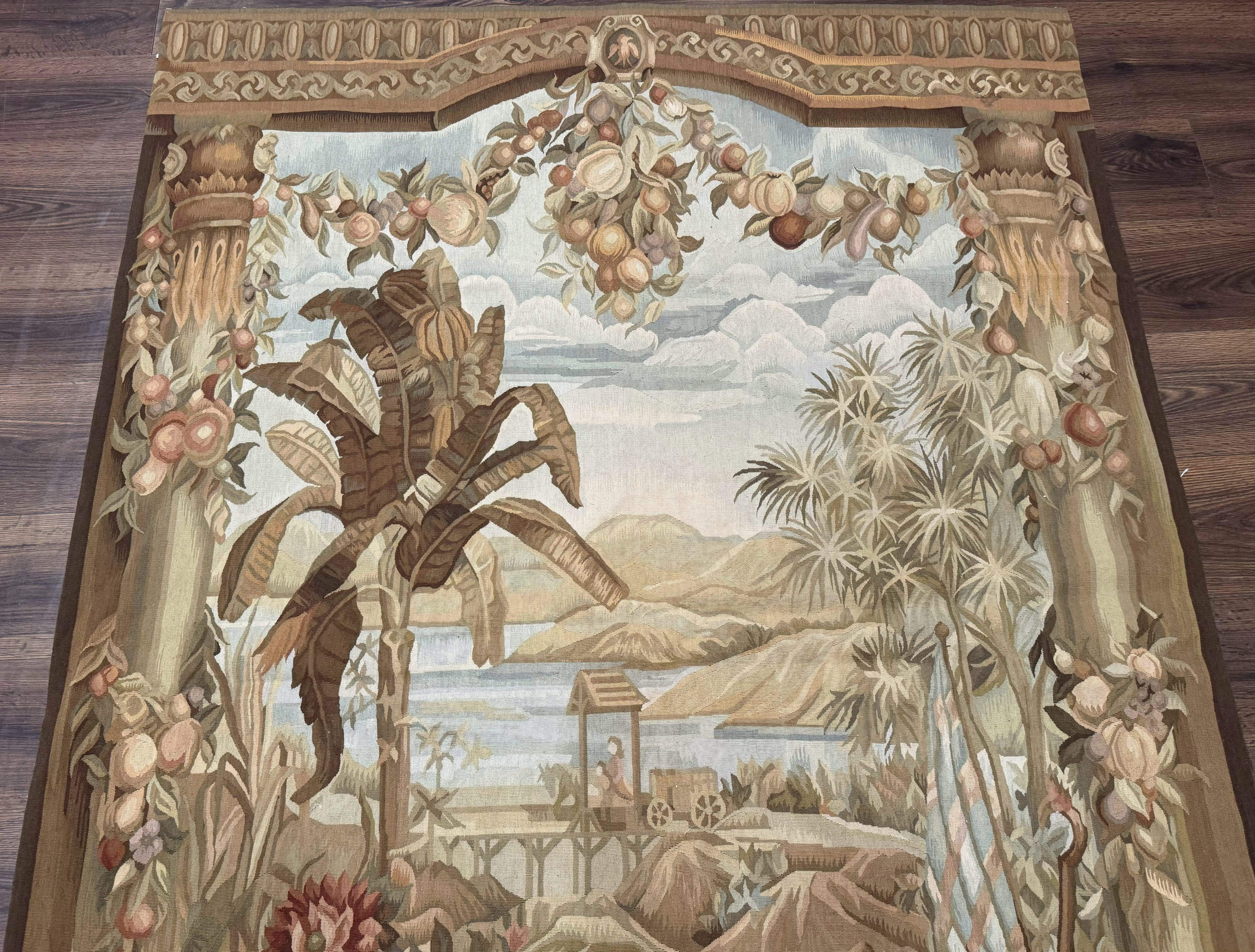 Vintage French Tapestry 5x7, Handmade, Wool, Aubusson Weave - Jewel Rugs