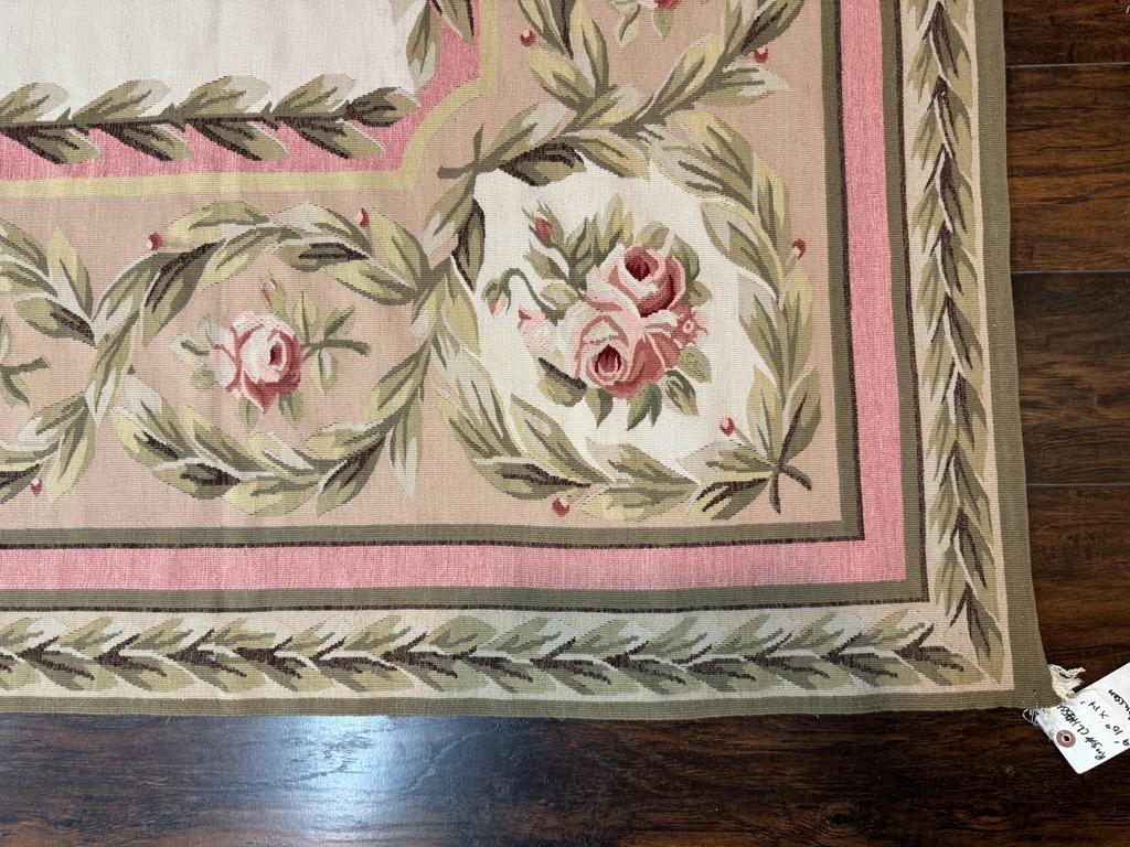 Aubusson Rug 10x14, Wool, Handmade, Floral Bouquets, European Design - Jewel Rugs
