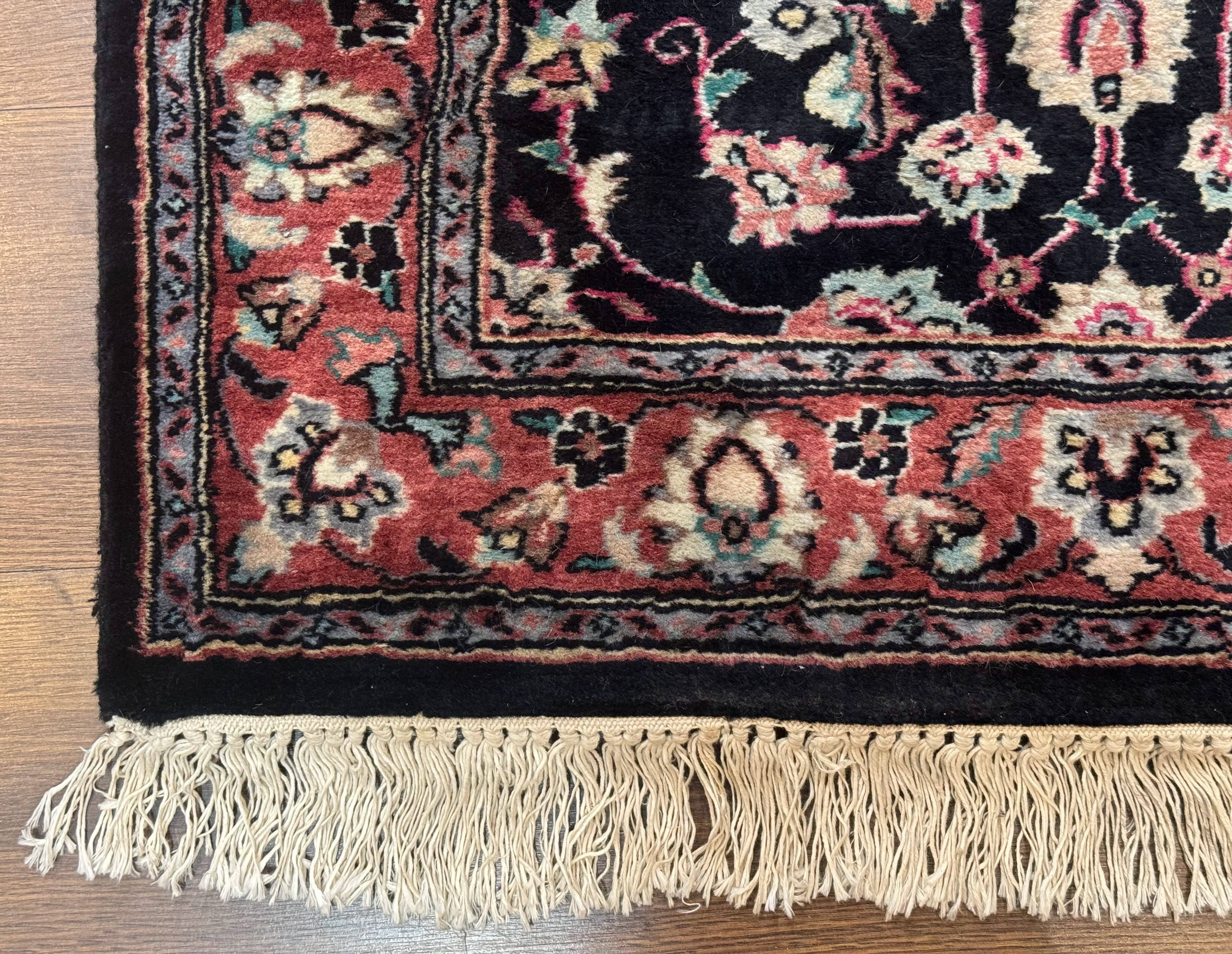 Pak Persian Runner Rug 2.8 x 10, Dark Blue, Floral Allover, Wool - Jewel Rugs