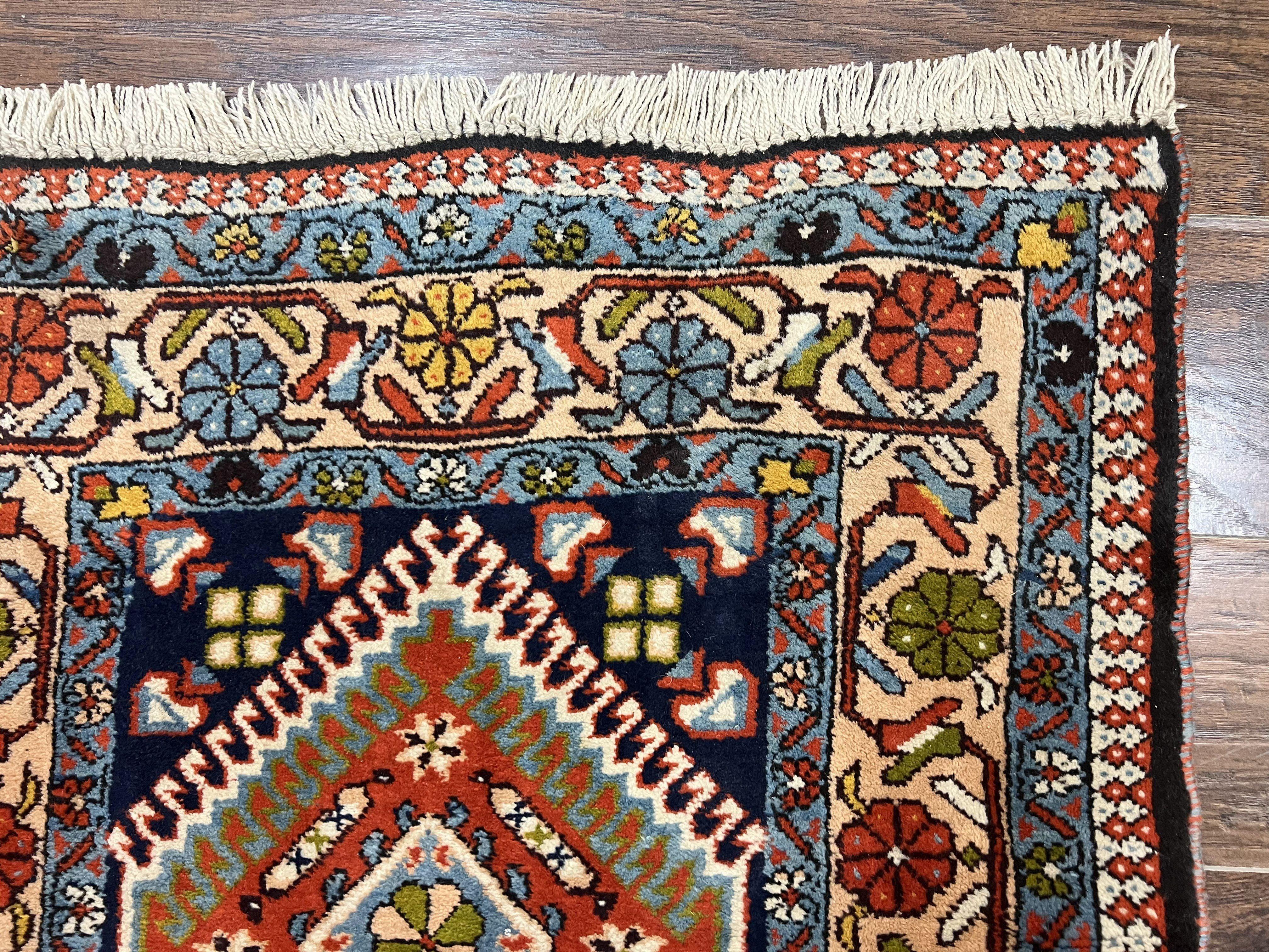 Persian Tribal Runner Rug 2.9 x 14, Colorful Rare Antique Persian Shiraz Yalameh Geometric Carpet for Hallway, 14ft Runner, Handmade, Wool, Red - Jewel Rugs