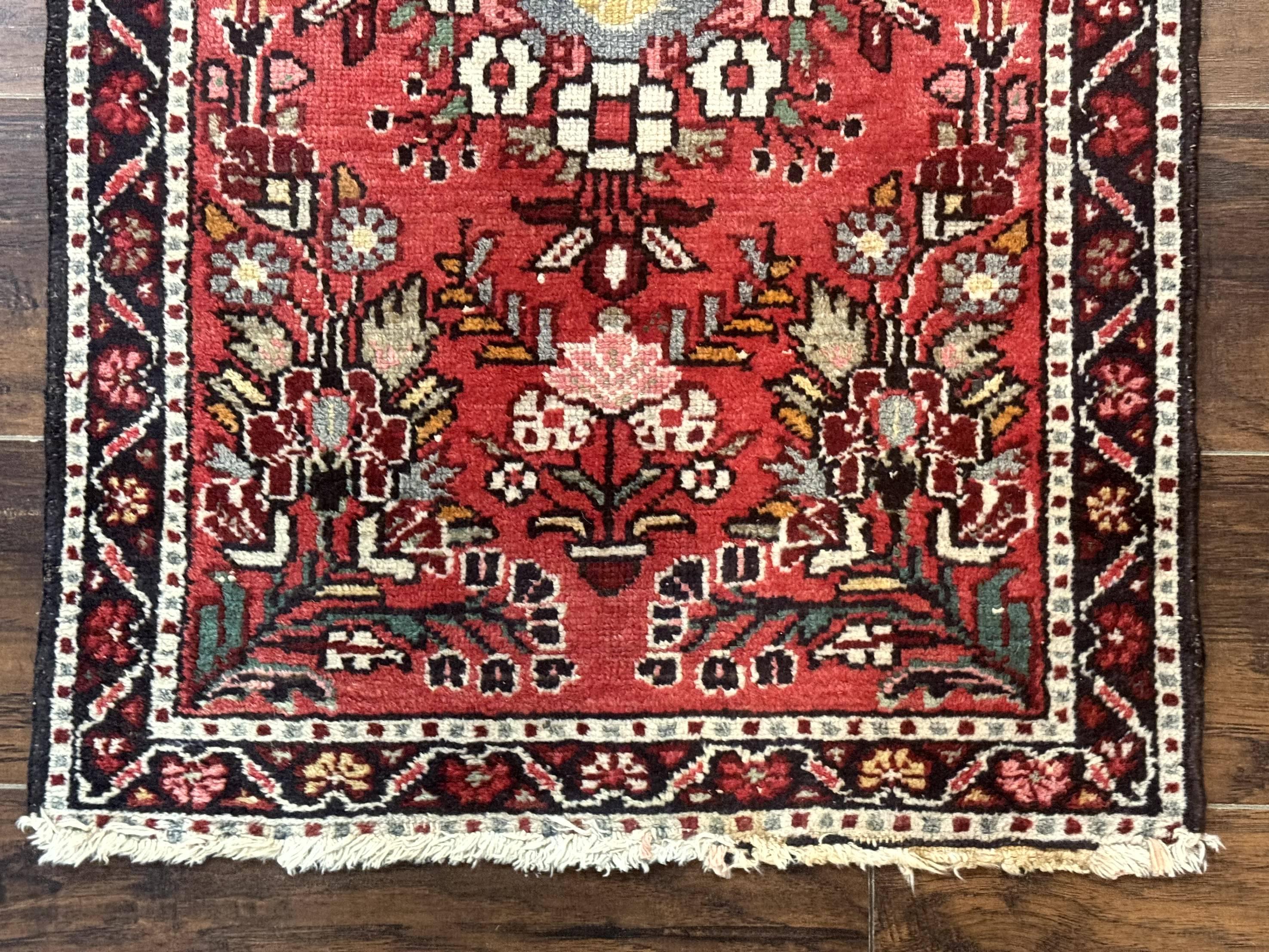 Antique Persian Rug 2x3, Small Red Floral Wool Persian Carpet, Hamadan Rug - Jewel Rugs