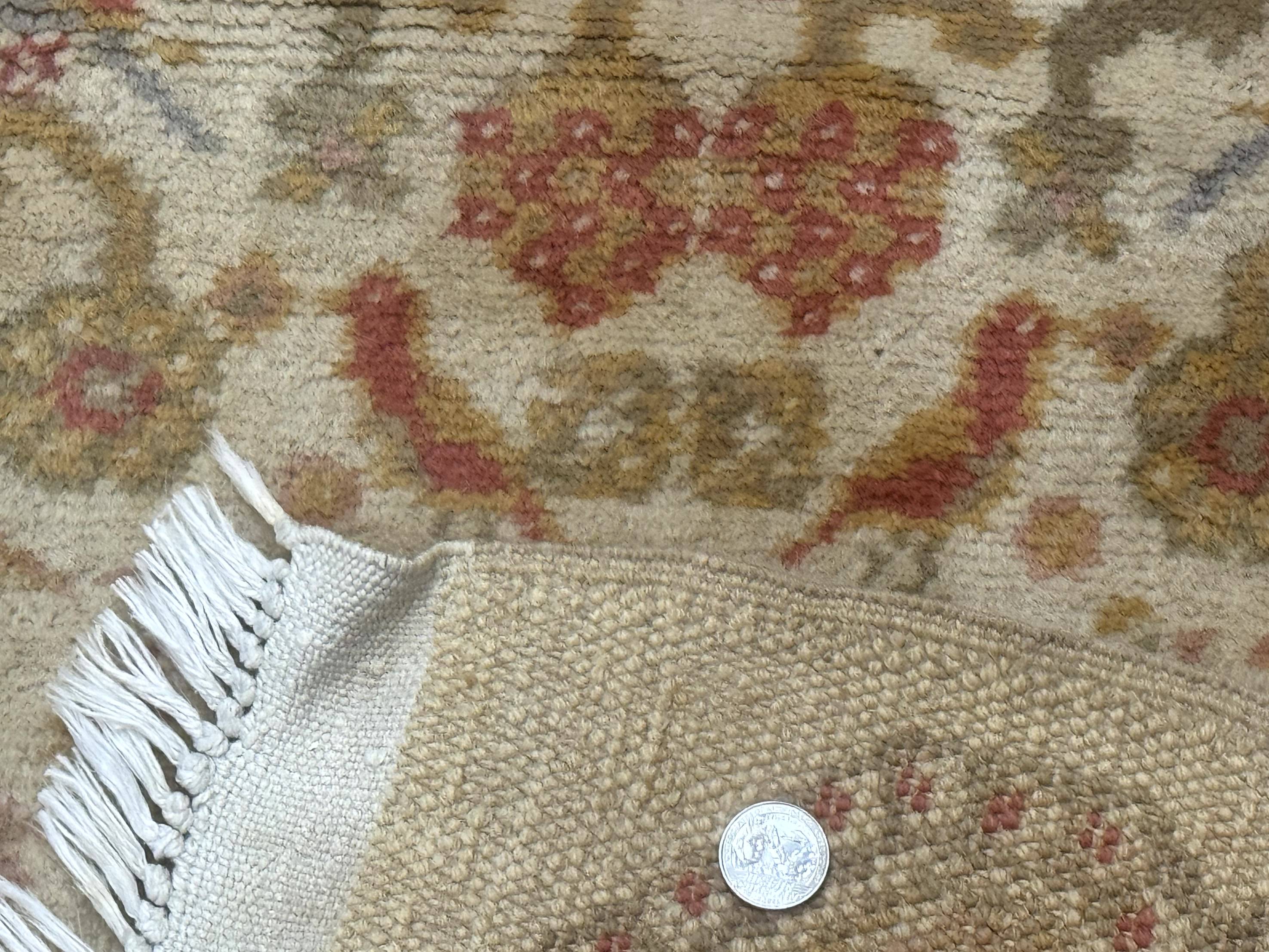 Large Spanish Portuguese Rug 9x15, Beige, Vintage, Allover Pattern, Wool - Jewel Rugs