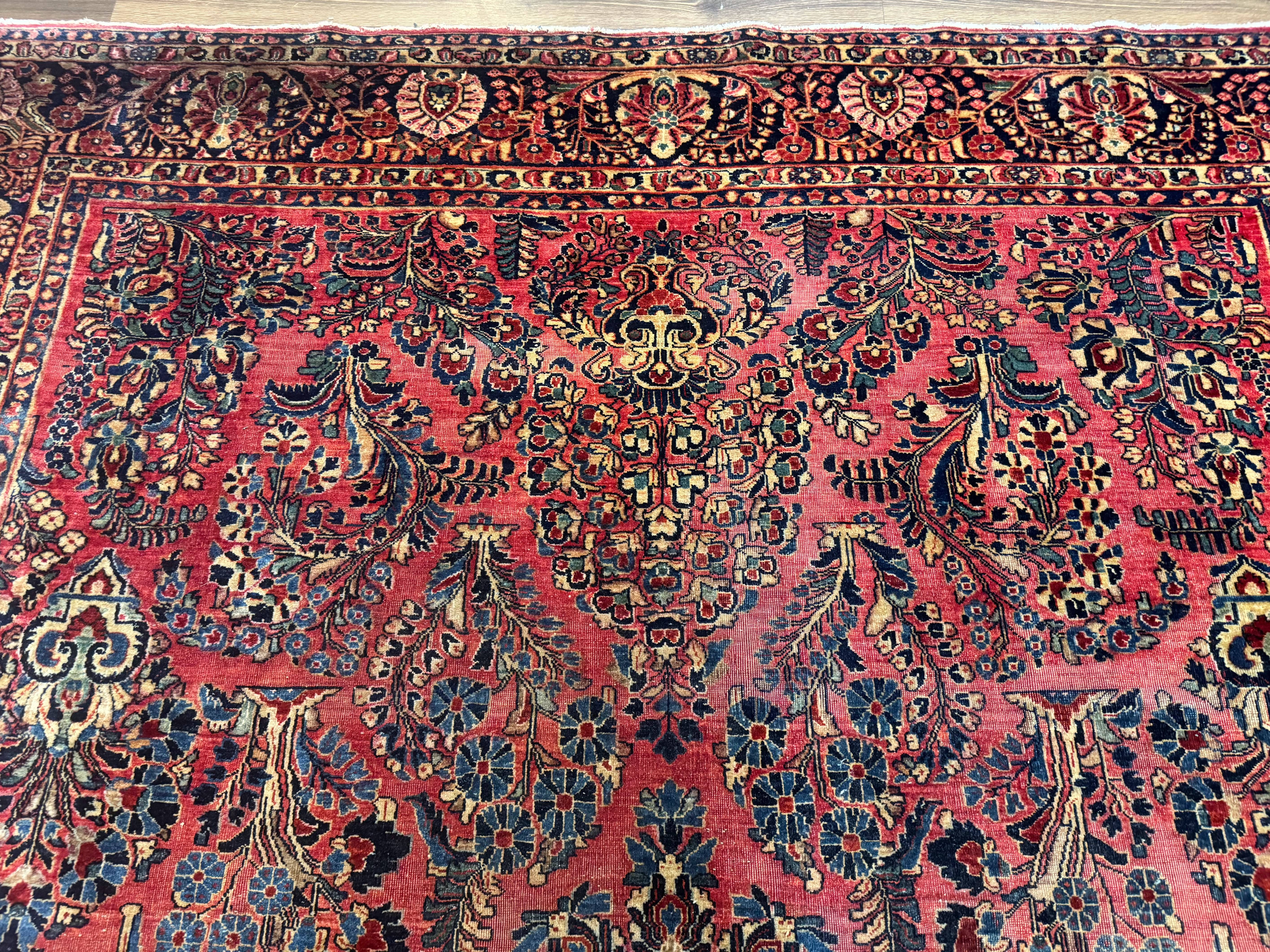 Antique Persian Sarouk Rug 9x12, Red, Floral - Jewel Rugs