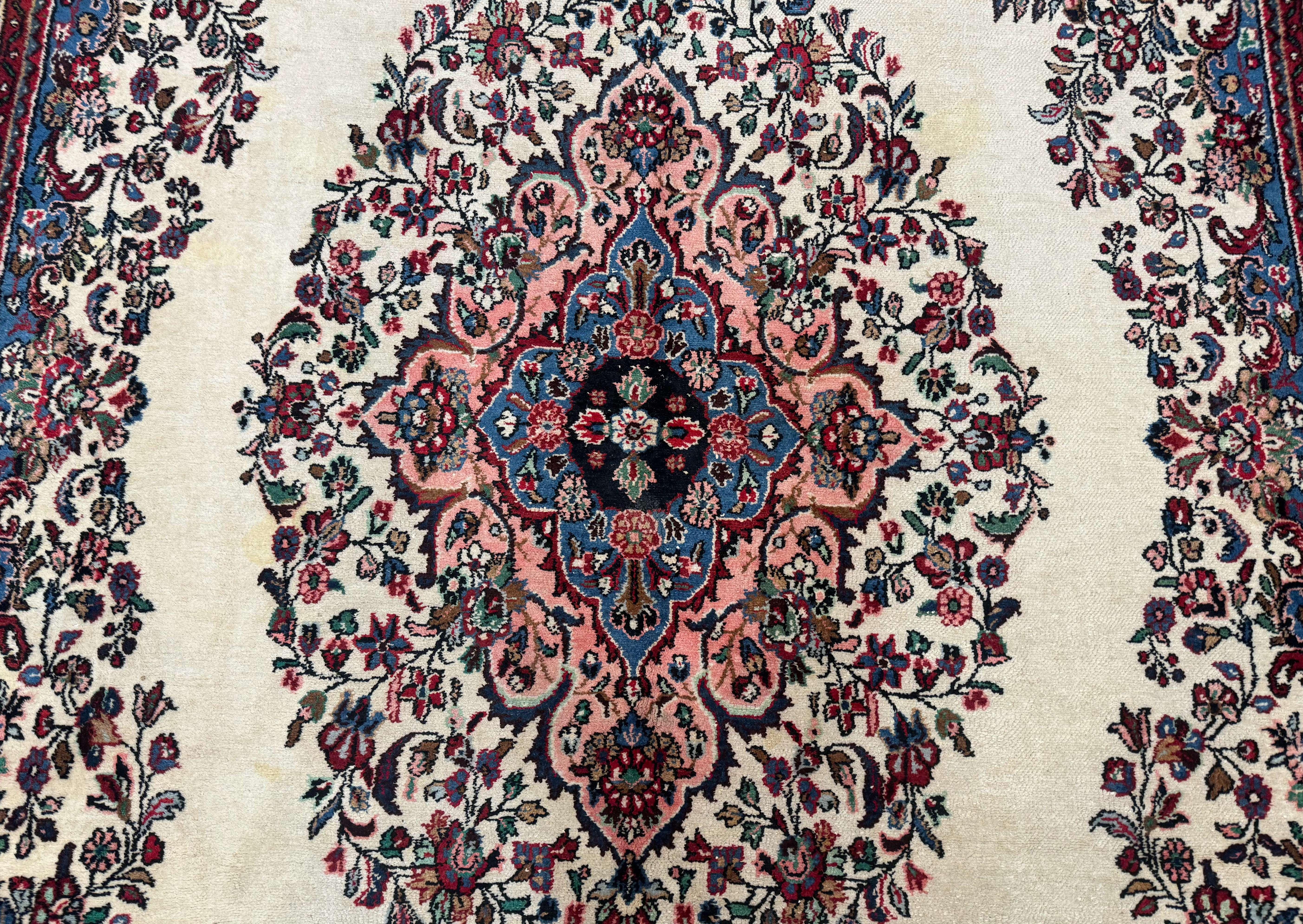 Palace Size Persian Rug 10 x 21 ft, Antique Hamadan Bibikabad Carpet, Handmade Antique Wool Oversized Rug, Ivory, Semi Open Field - Jewel Rugs