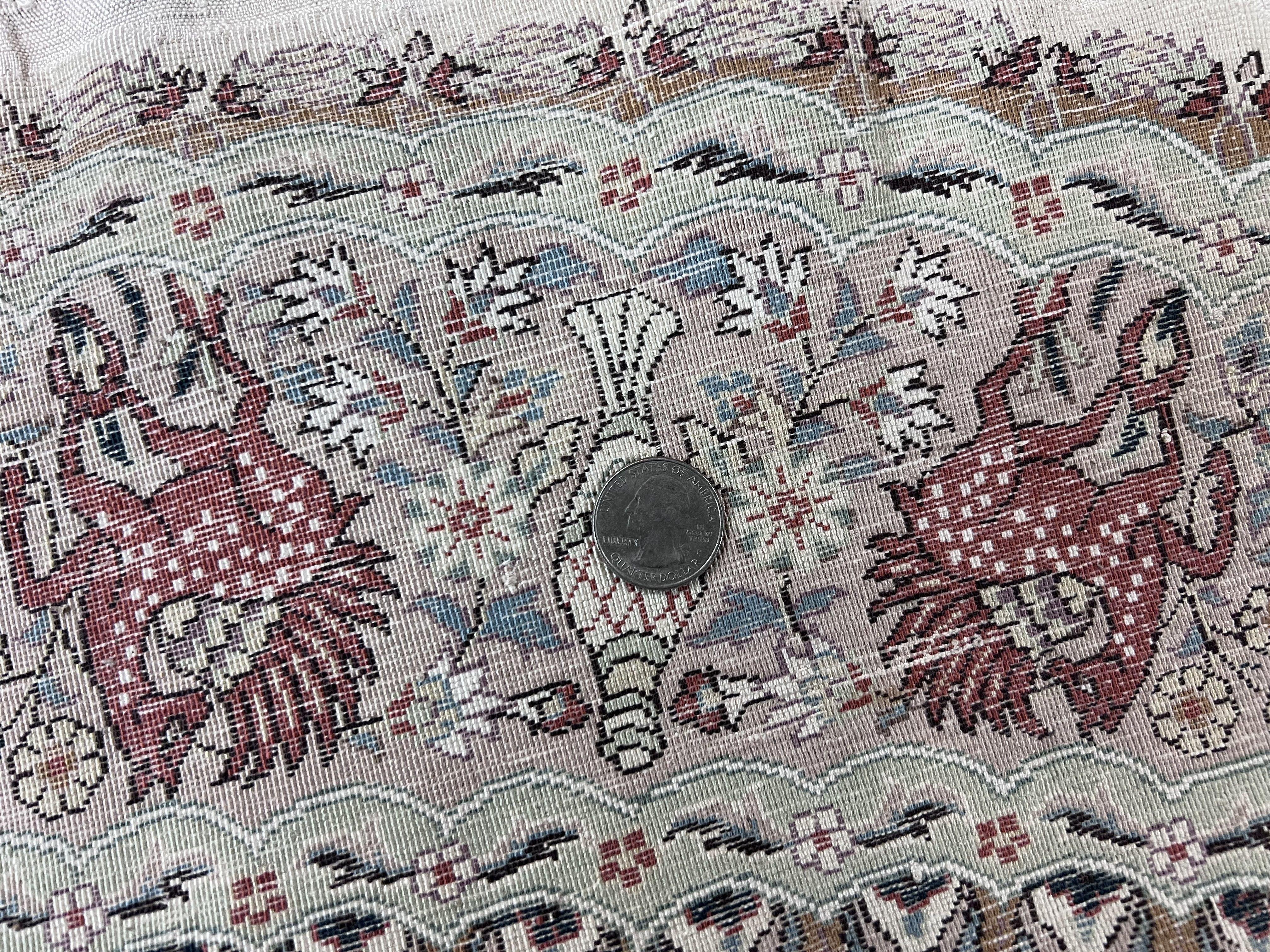 Silk Round Sino Persian Rug 5x5, Super Fine 650 KPSI, All Silk Vintage Handmade Round Carpet, Animal Pictorials, Floral Medallion Cream, Wow - Jewel Rugs