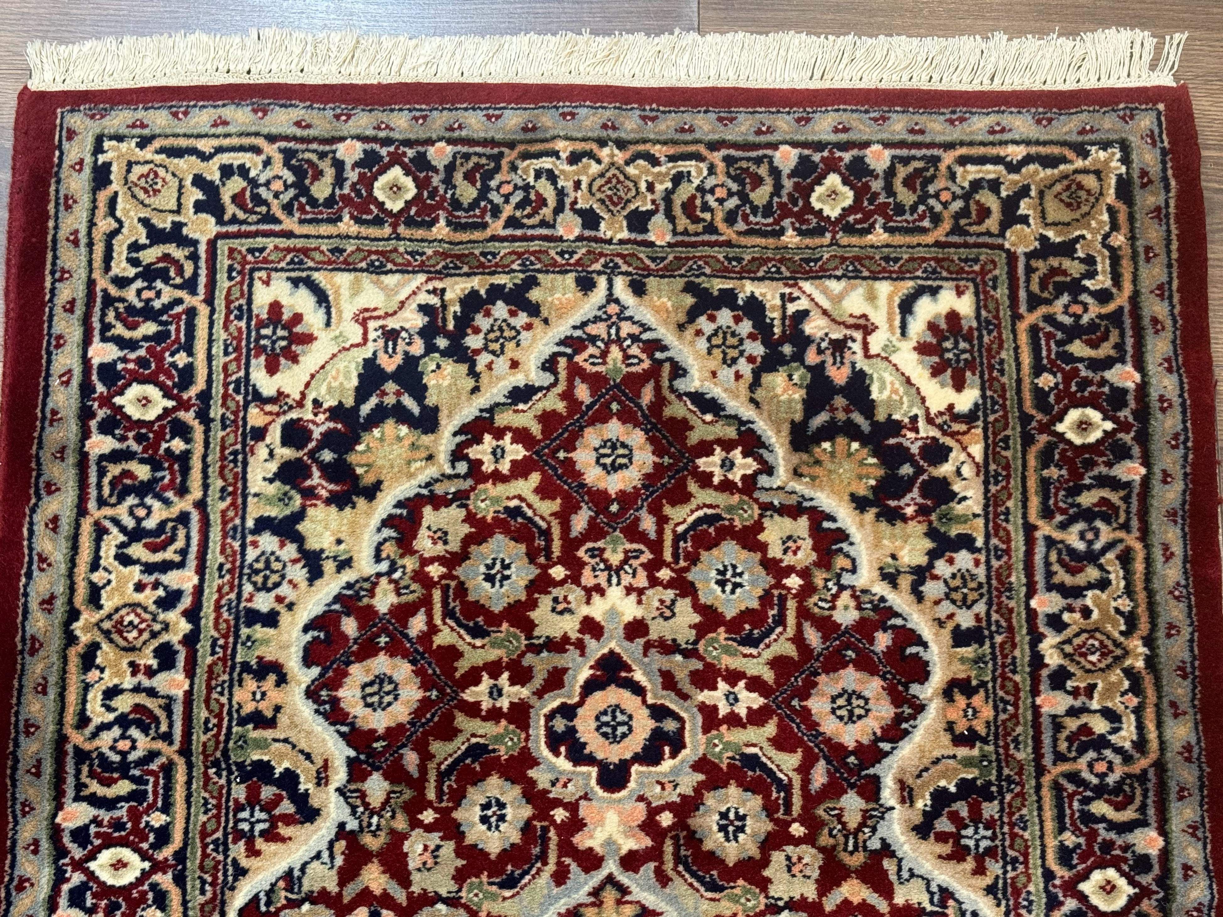 Indo Persian Sarouk Runner Rug 2.6 x 10, Floral Medallions, Traditional, Wool - Jewel Rugs