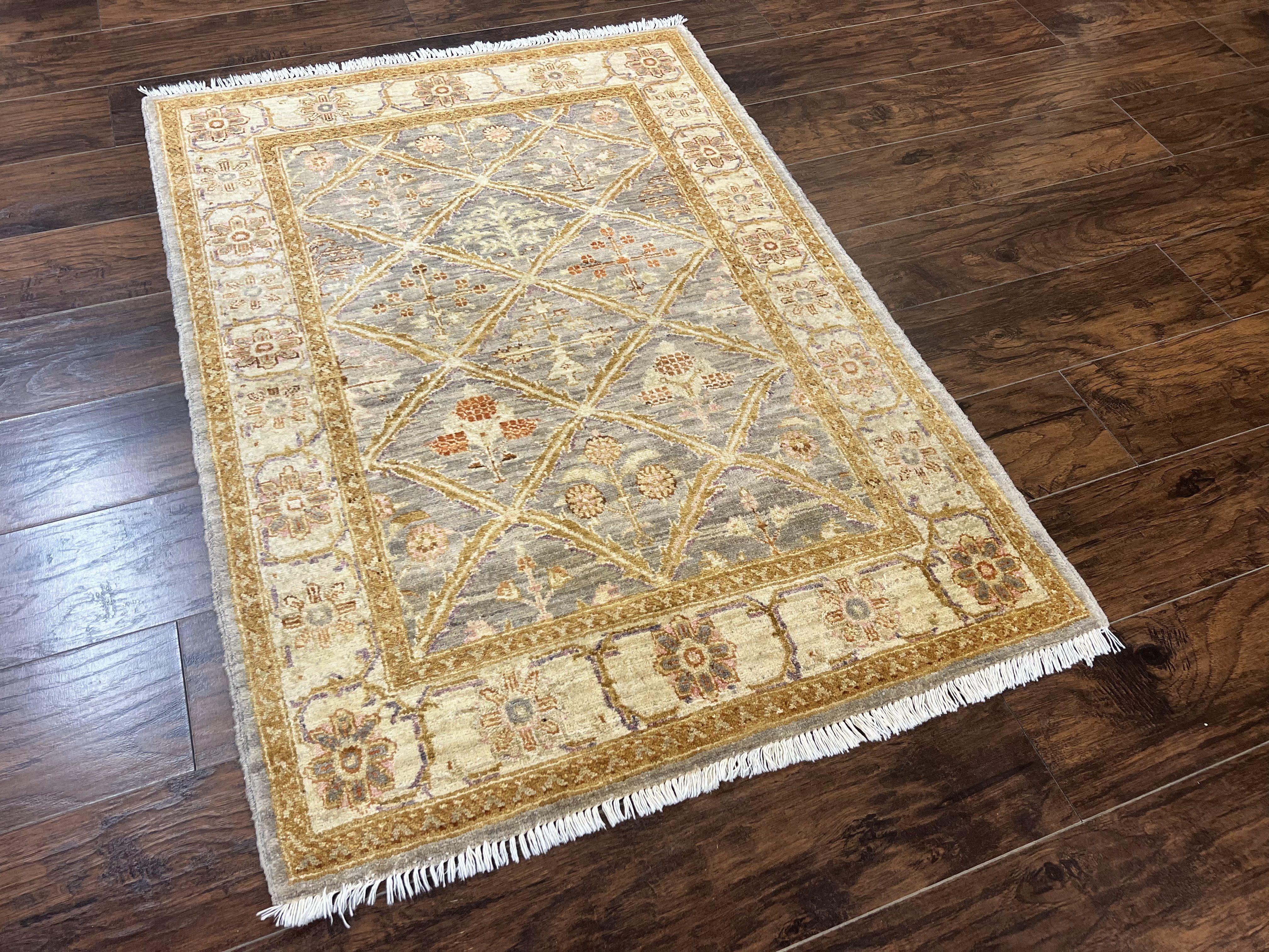 Pakistani Peshawar Rug 3.6 x 5, Safavieh Wool Handmade Hand Knotted Vintage Rug, Panel Design Oriental Carpet, Pair C - Jewel Rugs