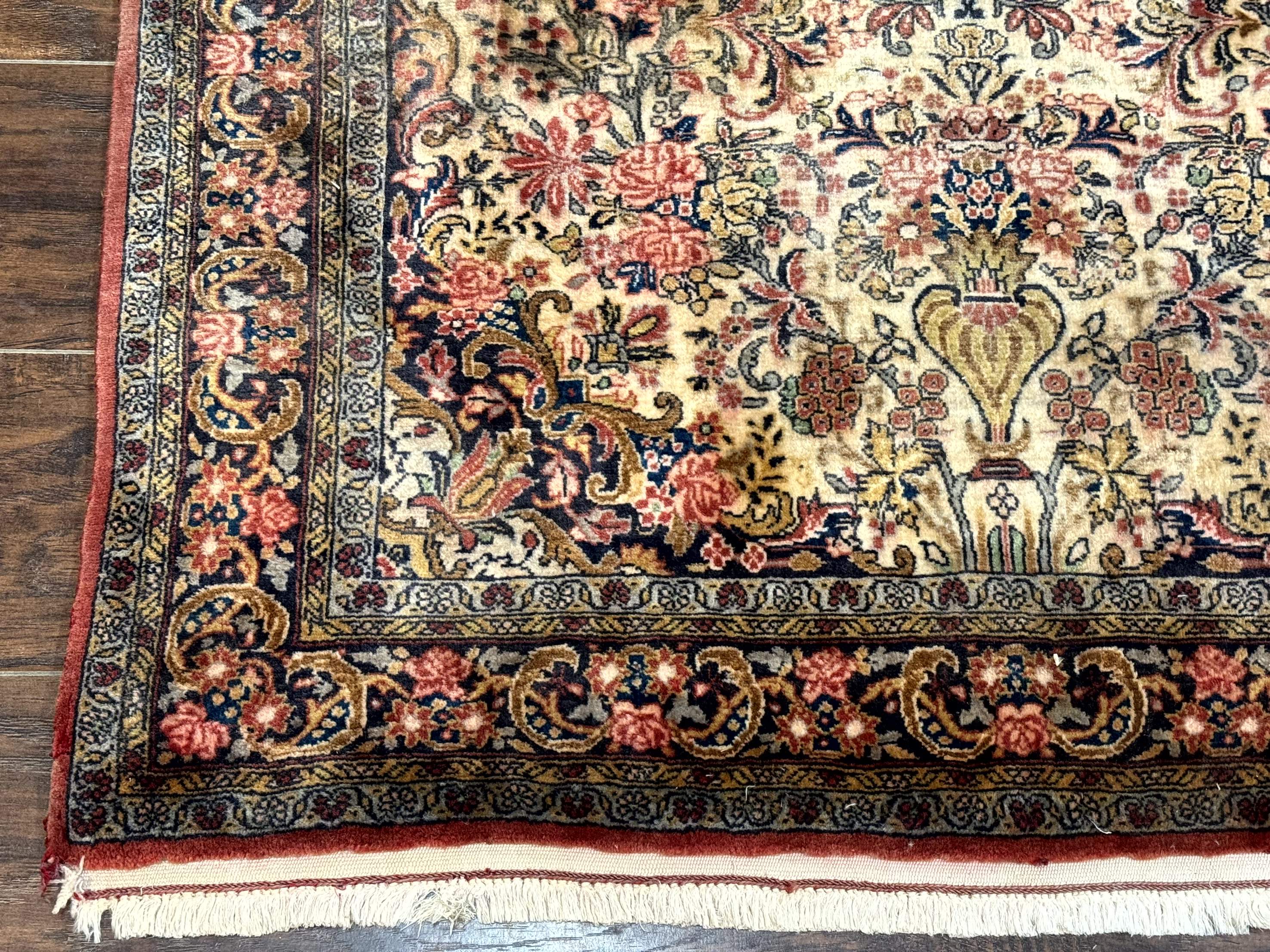 Persian Bidjar Rug 4x5 – Cream, Hand-Knotted Wool Vintage Carpet, Fine 200 KPSI - Jewel Rugs