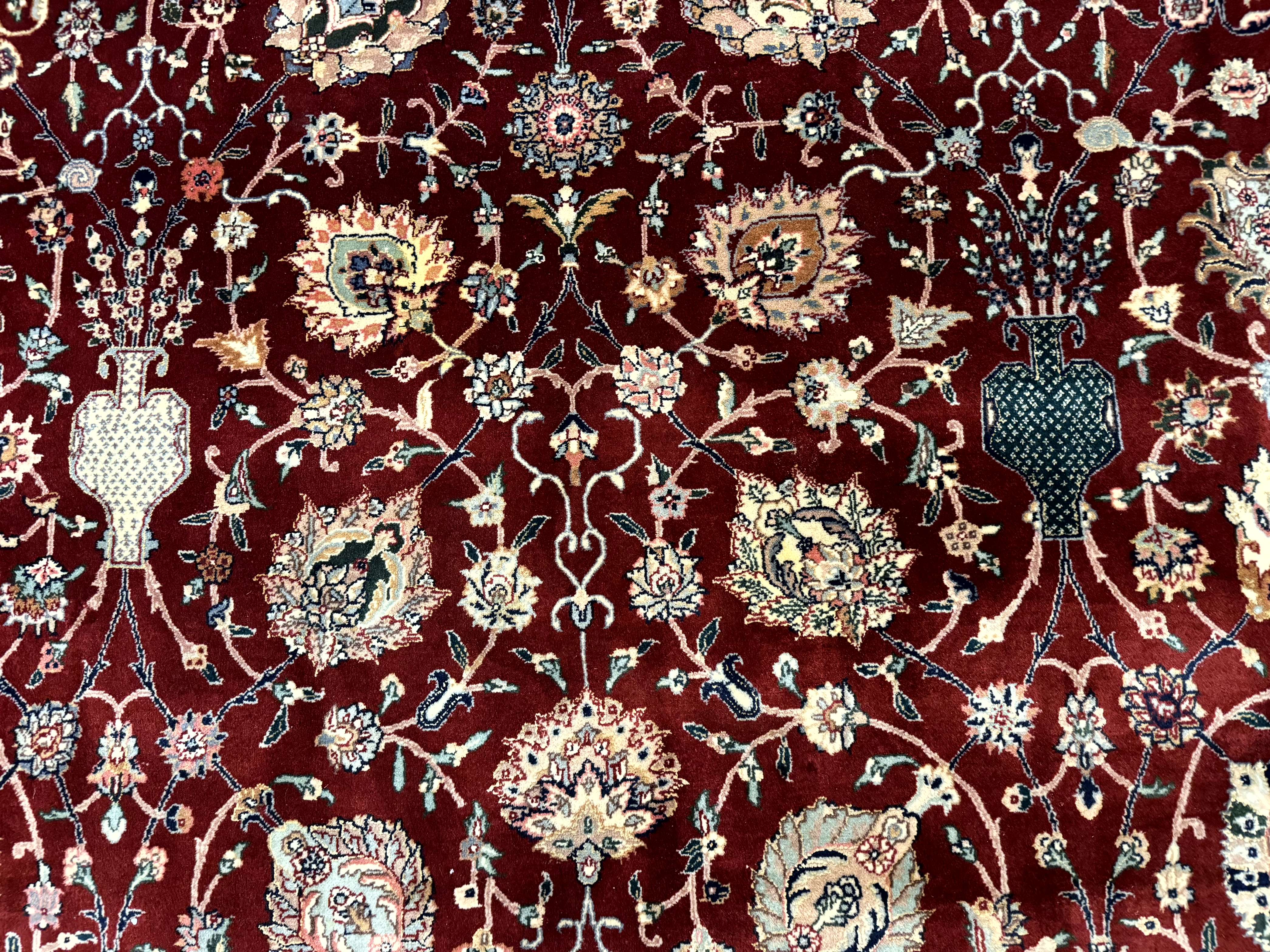 Pak Persian Rug 8x10, Dark Red, Wool with Silk Highlights, Fine - Jewel Rugs