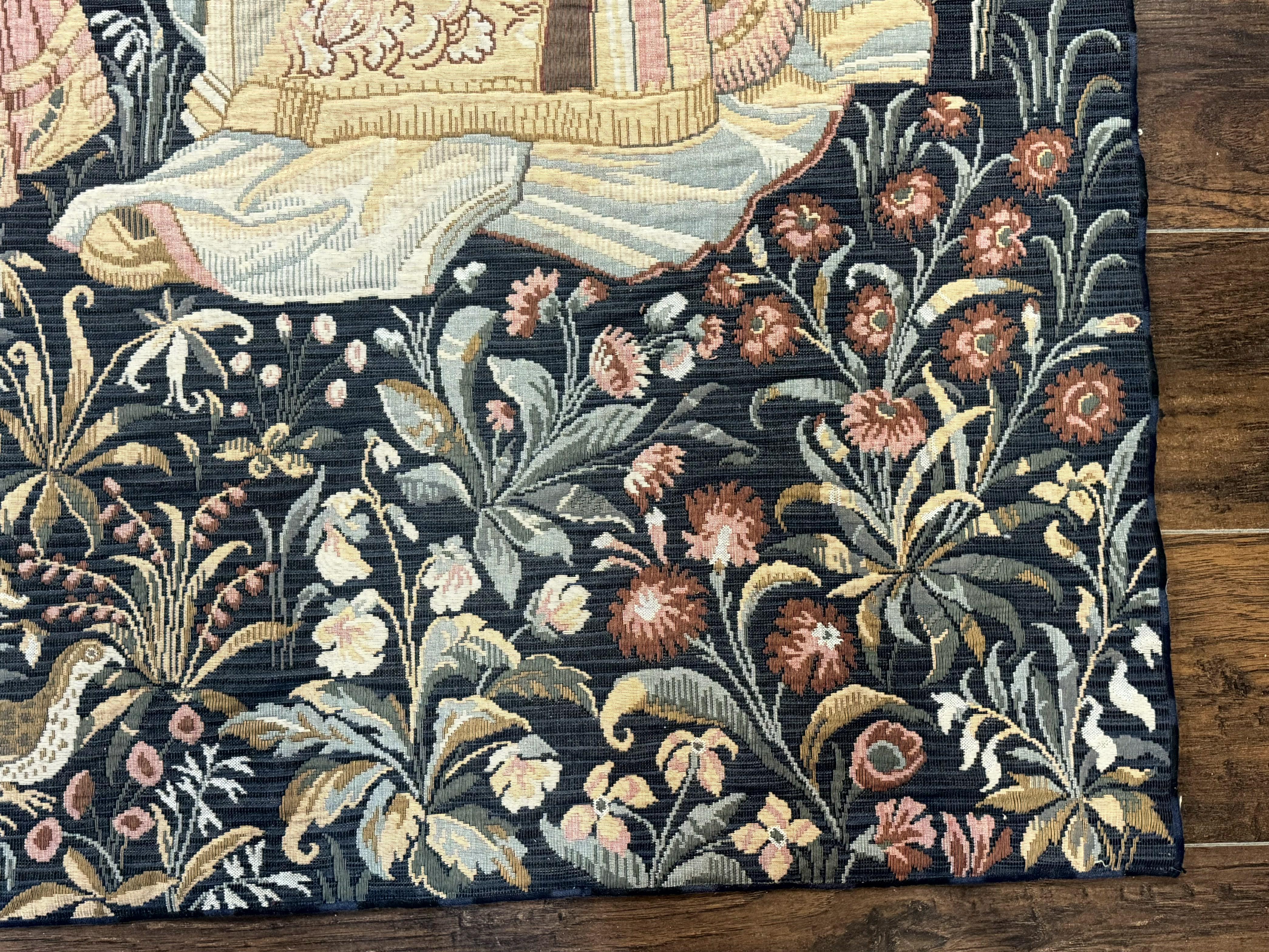 Vintage Belgium Tapestry 4x5, The Concet Musicians, Green - Jewel Rugs