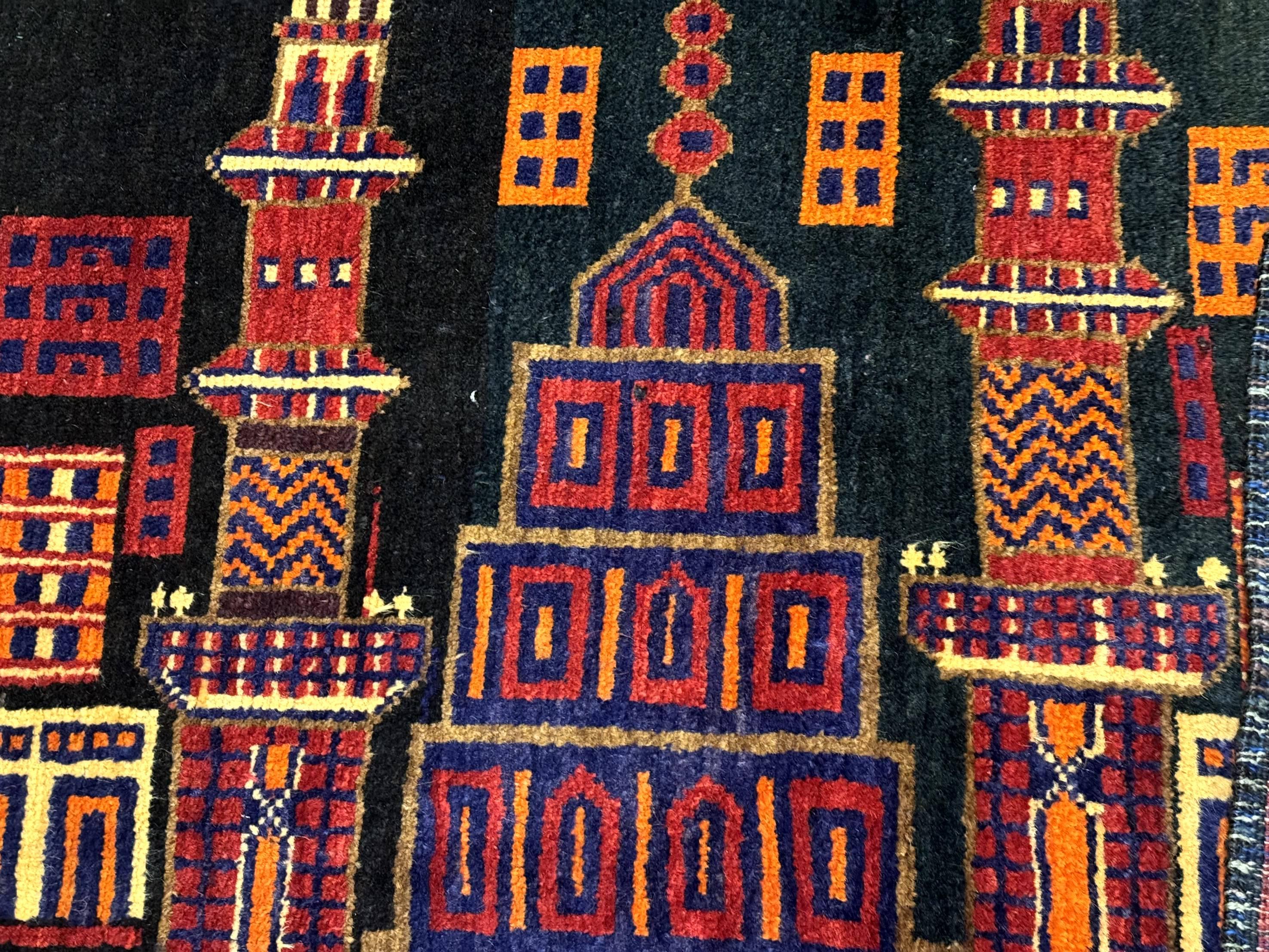 Balouch Rug 3x5, City Pictorial, Afghan Rug - Jewel Rugs