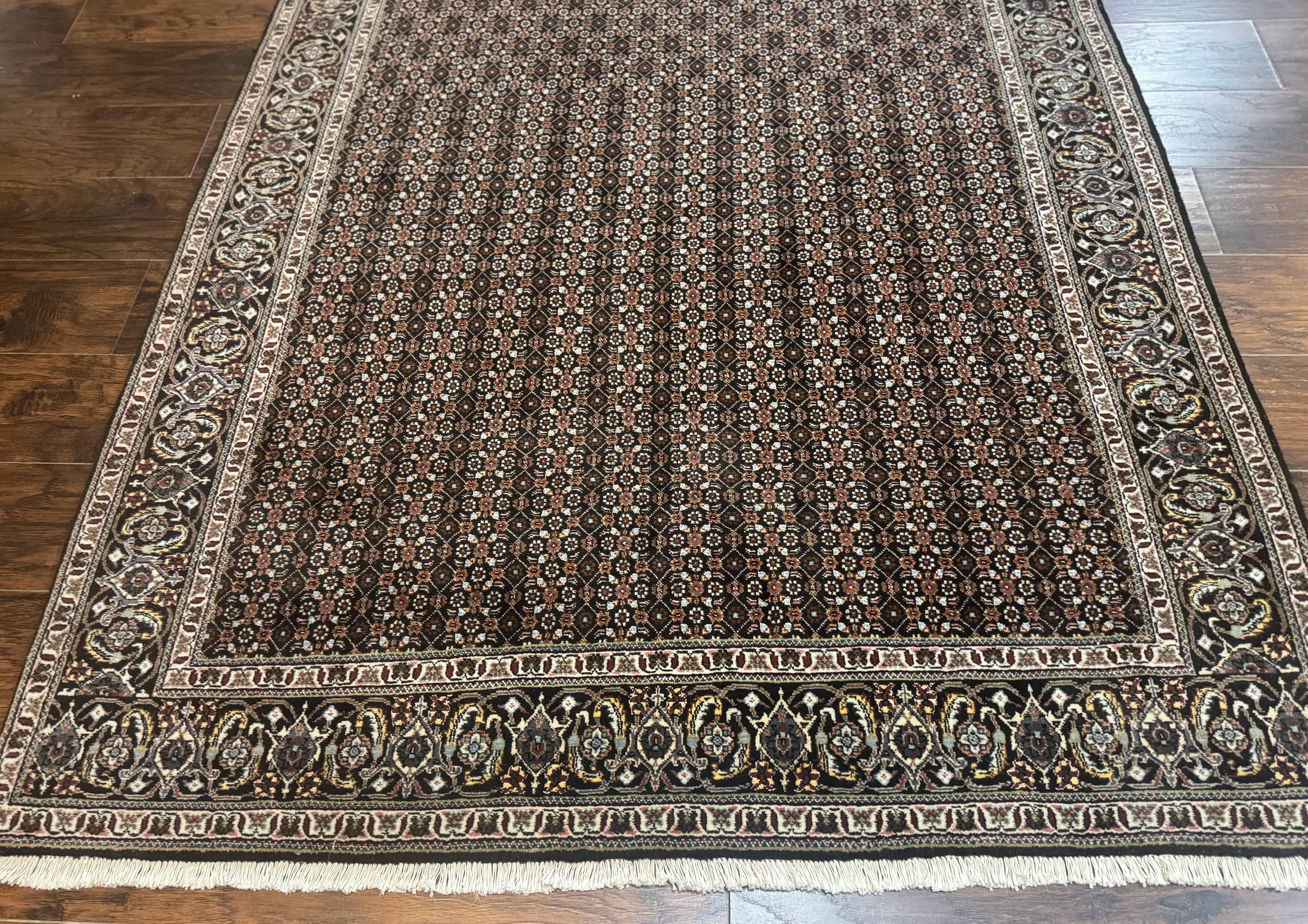Persian Tabriz Rug 5x7, Black, Allover Pattern - Jewel Rugs