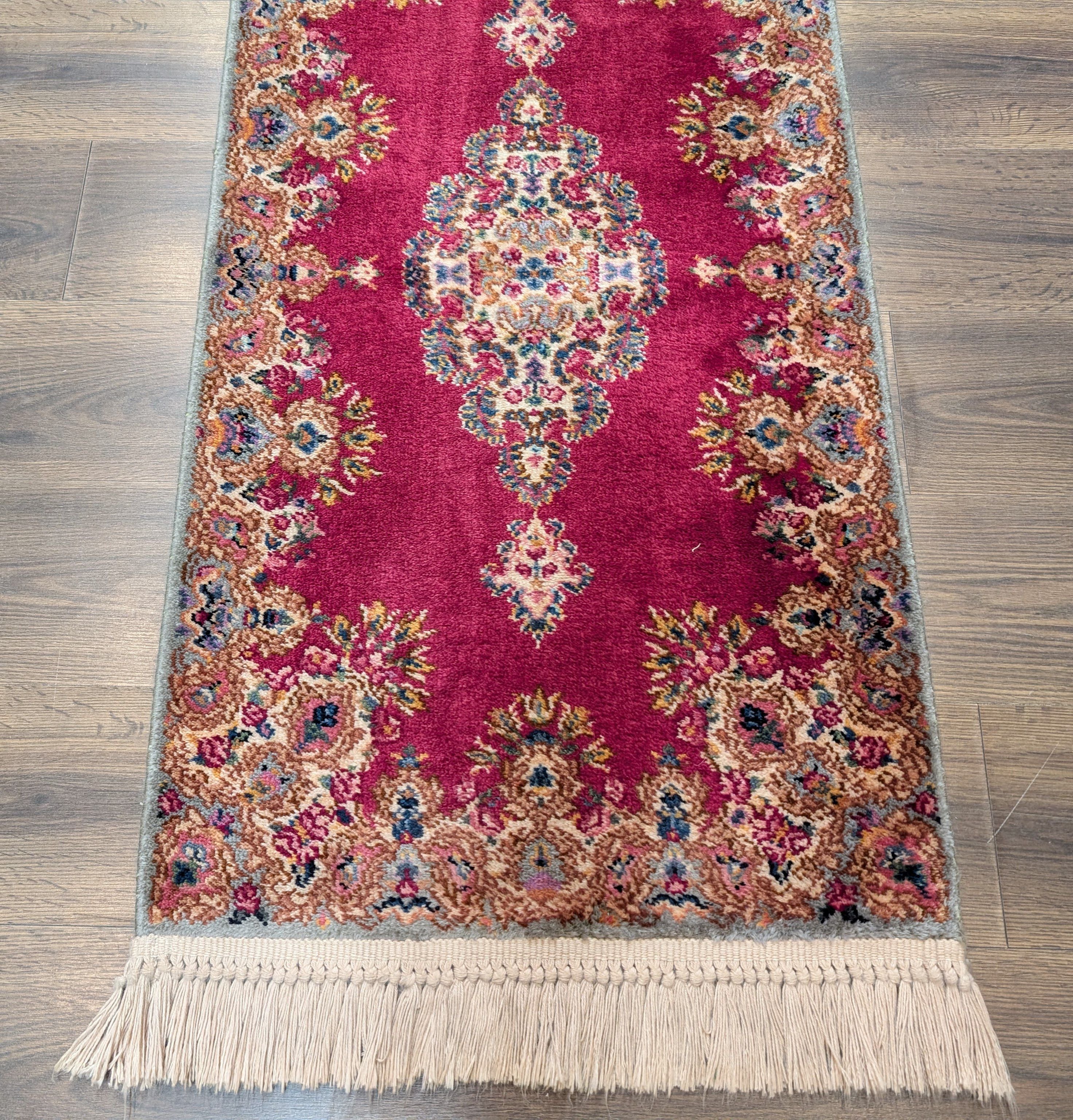 Karastan Rug 2x4 Kirman Red Medallion #762, Small Wool Karastan Rug - Jewel Rugs