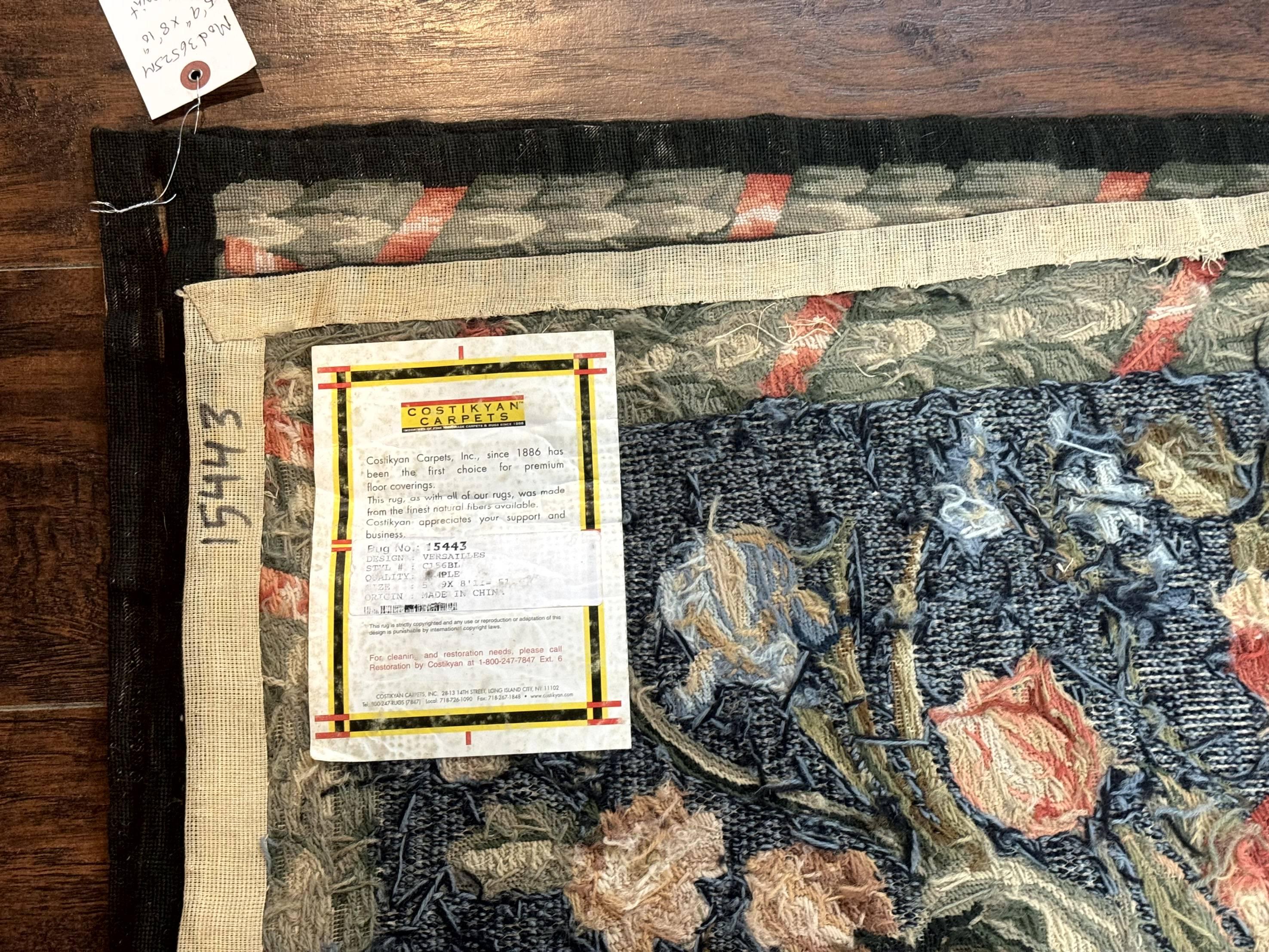 Needlepoint Rug 6x9, Petitepoint Area Rug, Floral Bouquets, European Aubusson French Design, Wool - Jewel Rugs