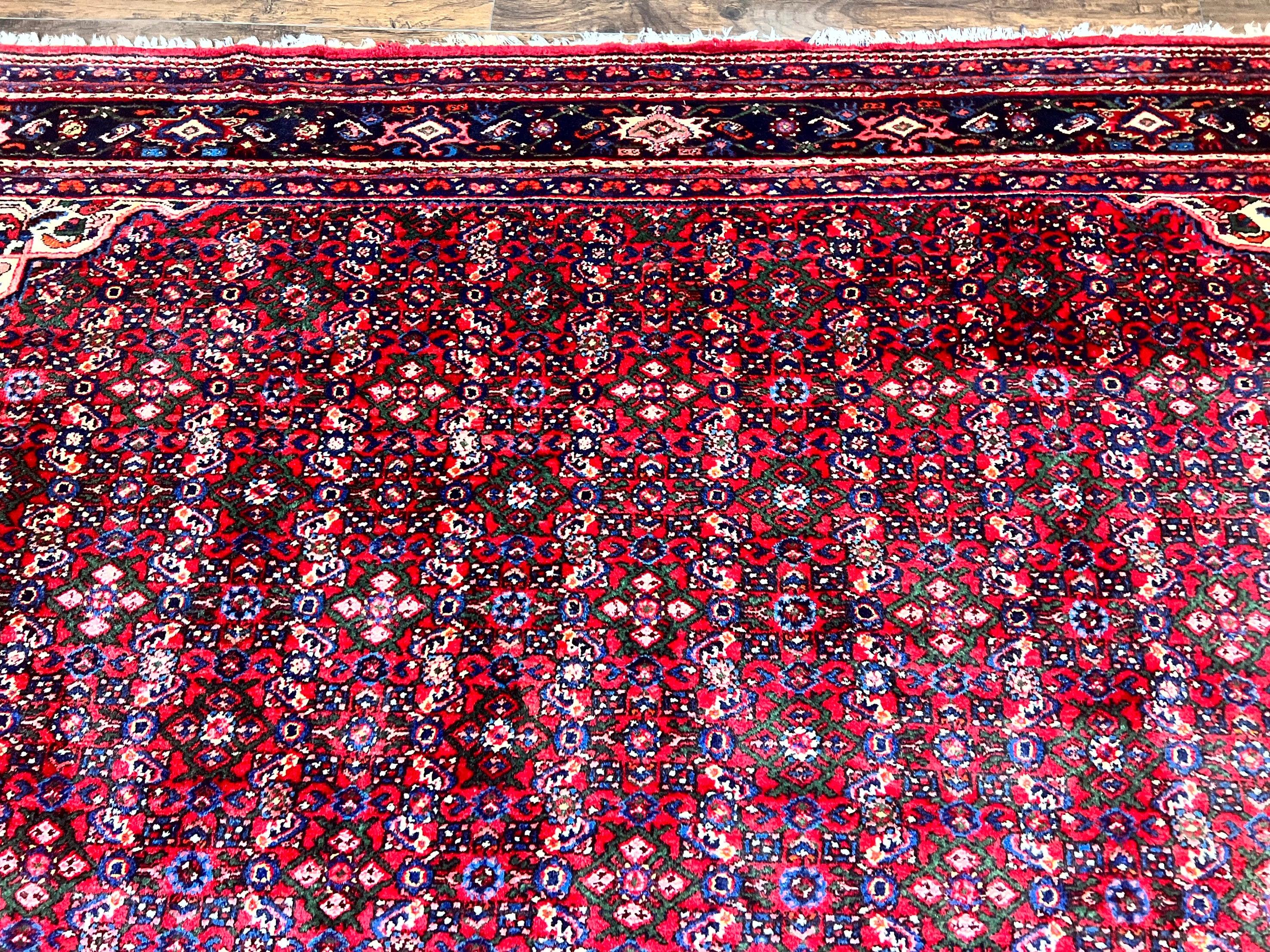 Large Persian Tribal Rug 11x17, Palace Sized Wool Handmade Vintage Carpet, Oversized Hand Knotted Rug, Red, Hamadan Dargazin Rug - Jewel Rugs