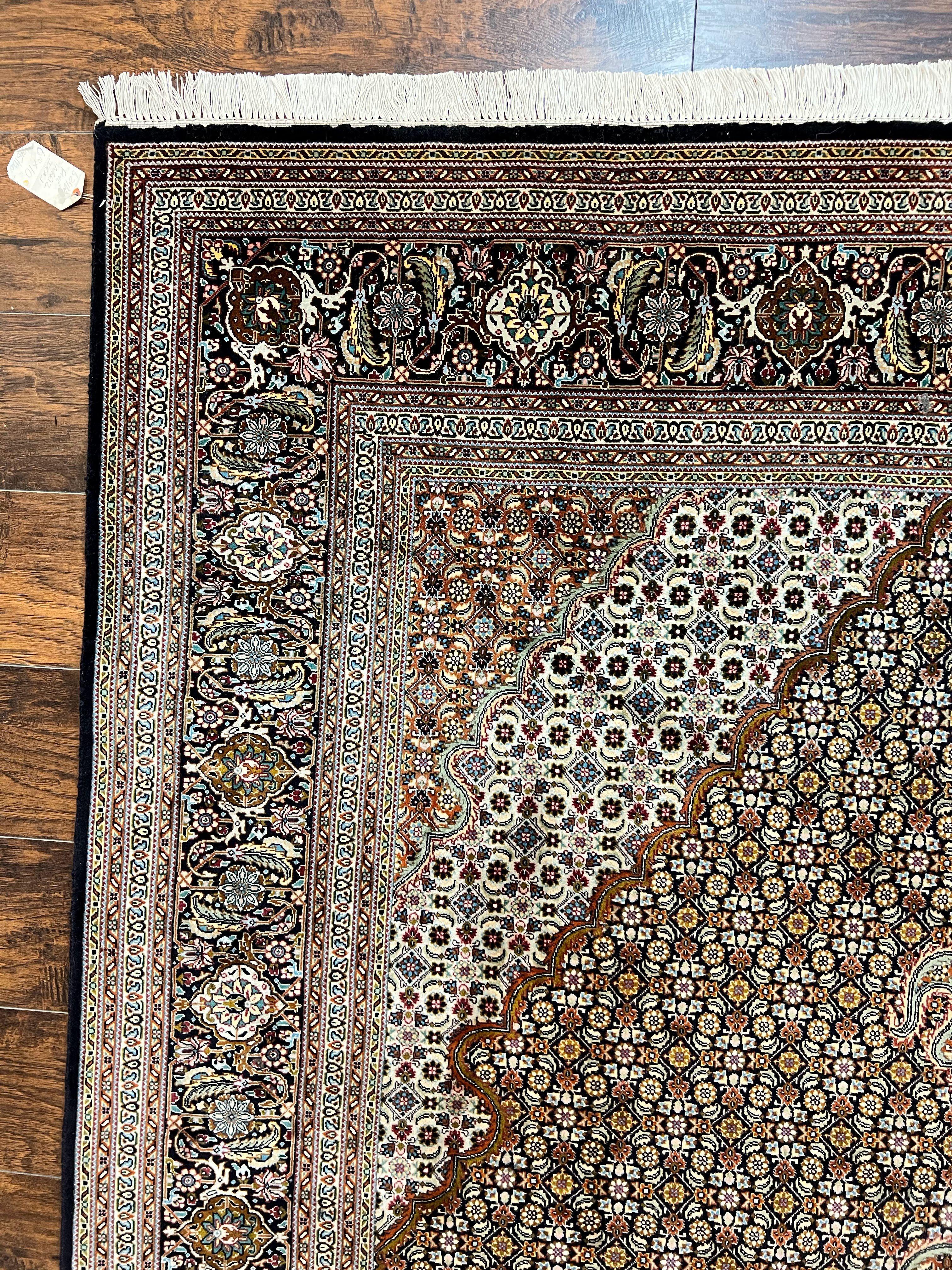 Wonderful Persian Tabriz Rug 7x10 ft, Very Fine 50 Raj 350 KPSI Oriental Carpet, Herati Mahi Pattern, Authentic Hand Knotted Handmade Wool Vintage - Jewel Rugs