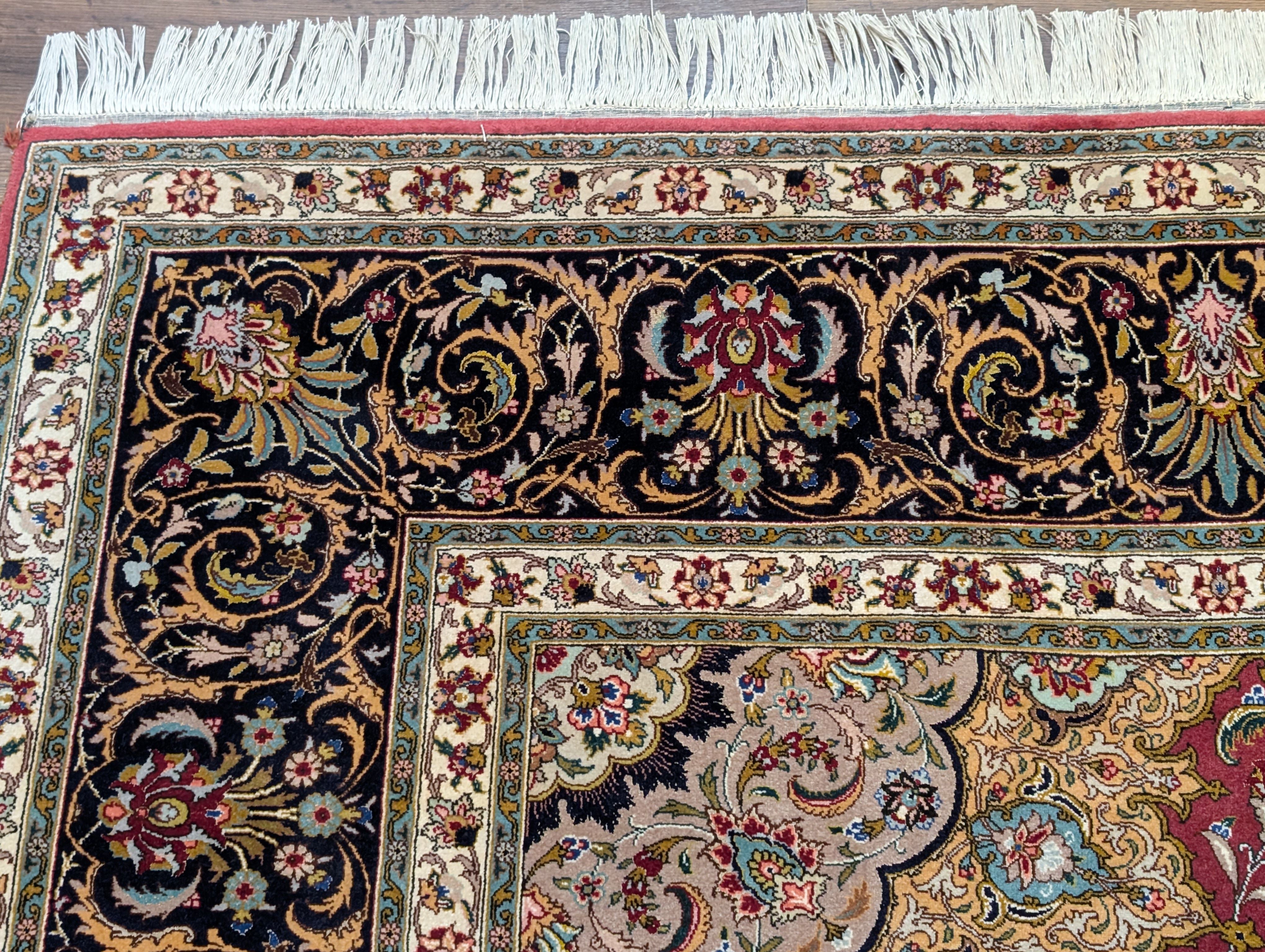 Persian Tabriz Rug 8x12, Fine 270 KPSI, Birds, Hand Knotted Carpet, Javad Galam Rug - Jewel Rugs