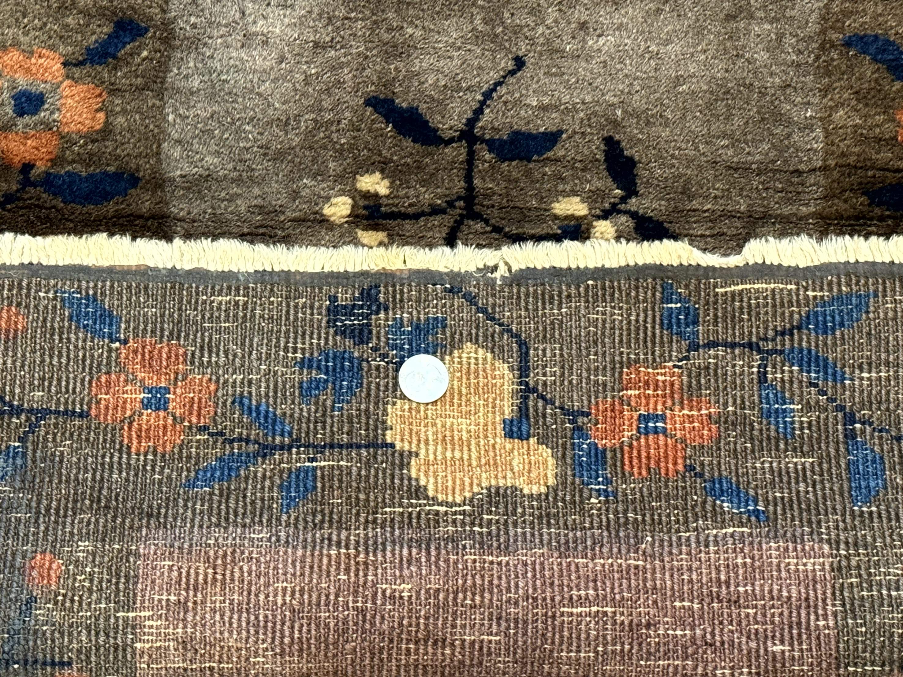 Small Antique Chinese Art Deco Rug 2x3, Nichols Rug, Gray and Brown, Wool Hand Knotted - Jewel Rugs