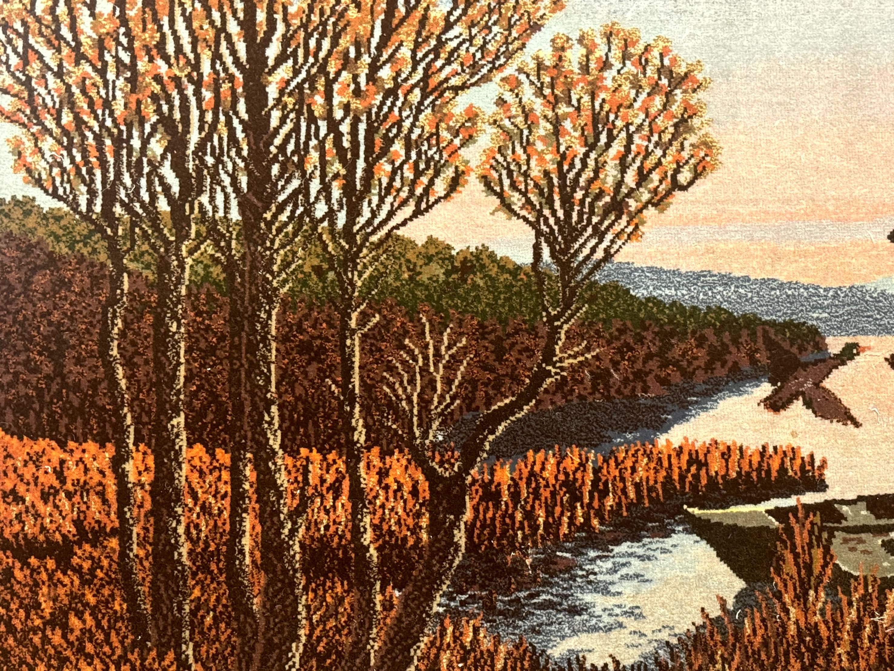 Persian Tabriz Pictorial Rug 3x2, Wall Hanging Rug, Nature Scene, Boats, Fine 330 KPSI, Kork Wool - Jewel Rugs