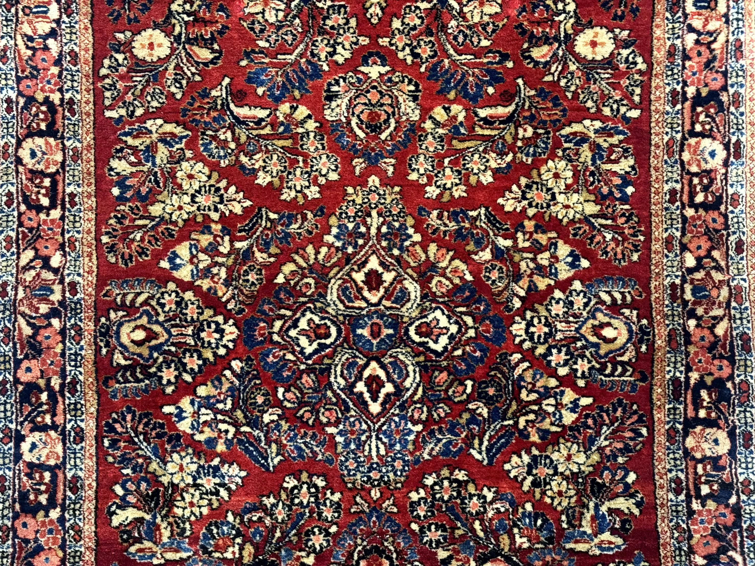 Antique Persian Sarouk Rug 3x5, Red, Floral, 200 KPSI - Jewel Rugs