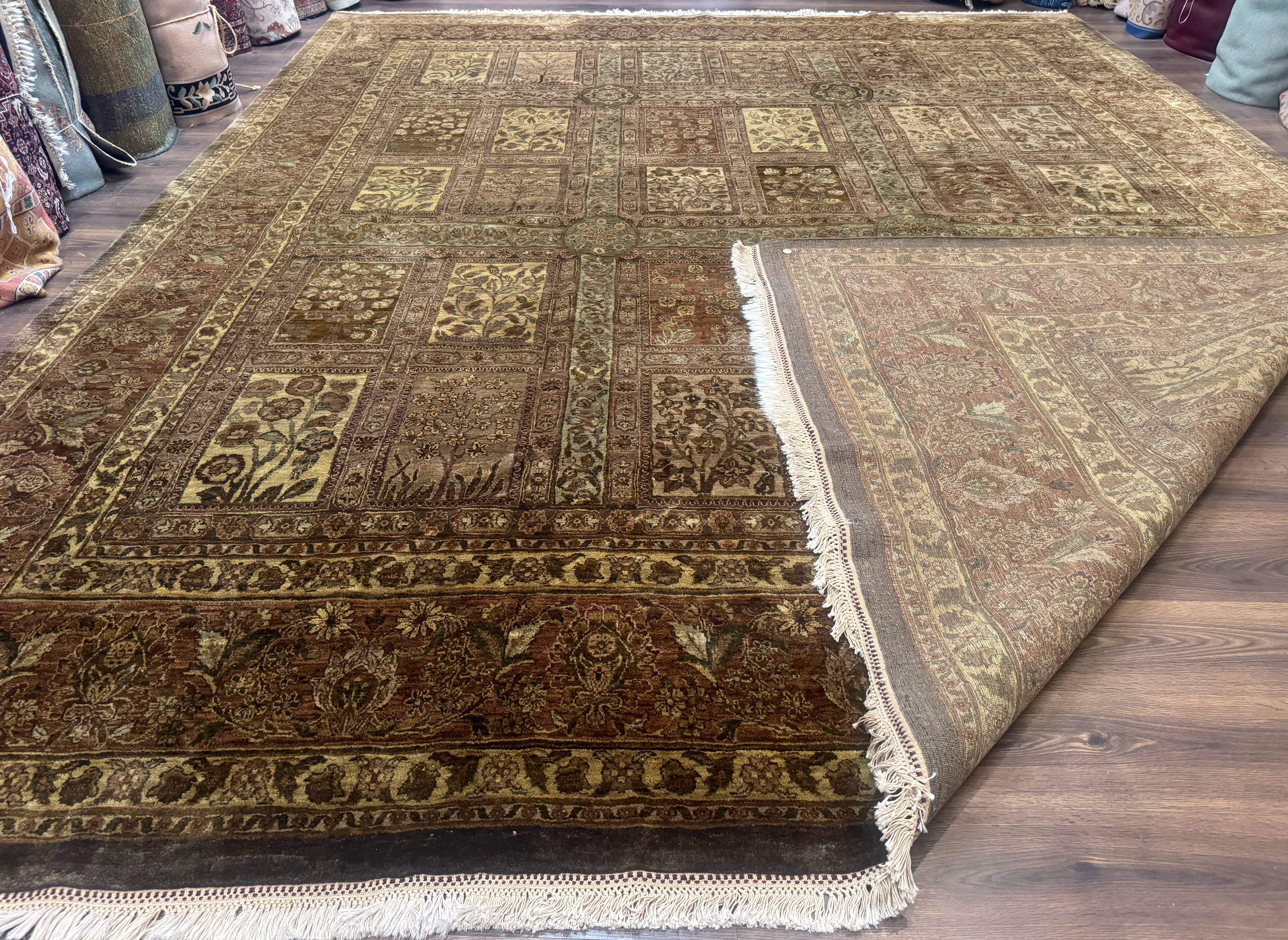 Large Indian Wool Rug 12x14, Wool Handmade Panel Design Carpet, Traditional, Palace Size - Jewel Rugs