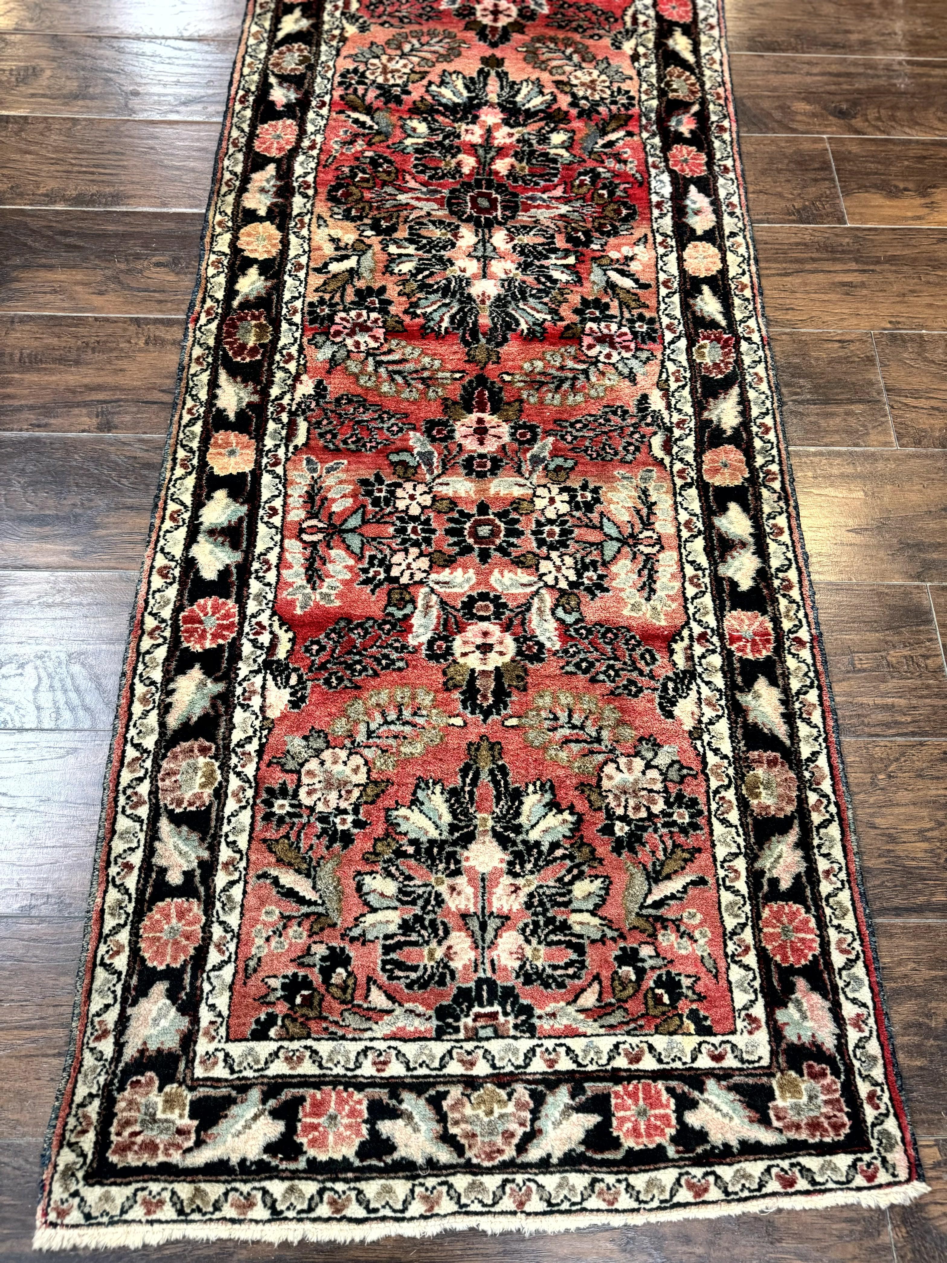 Antique Persian Runner Rug 2.7 x 20 Red Long Runner for Hallway Wool Handmade - Jewel Rugs