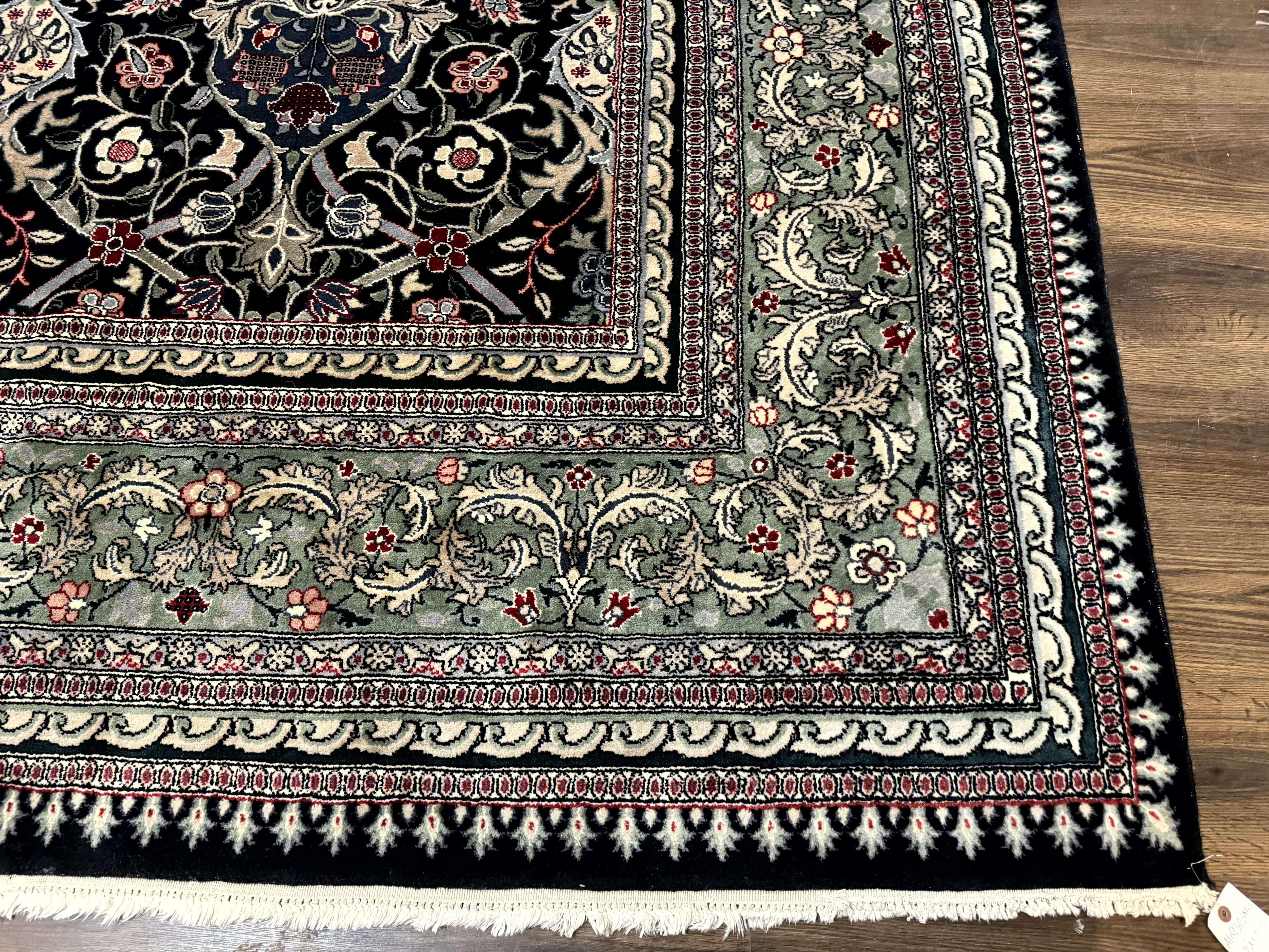 Palace Size Rug 12x17, Pak Persian Wool Carpet, Handmade, Midnight Green, William Morris Allover Pattern - Jewel Rugs