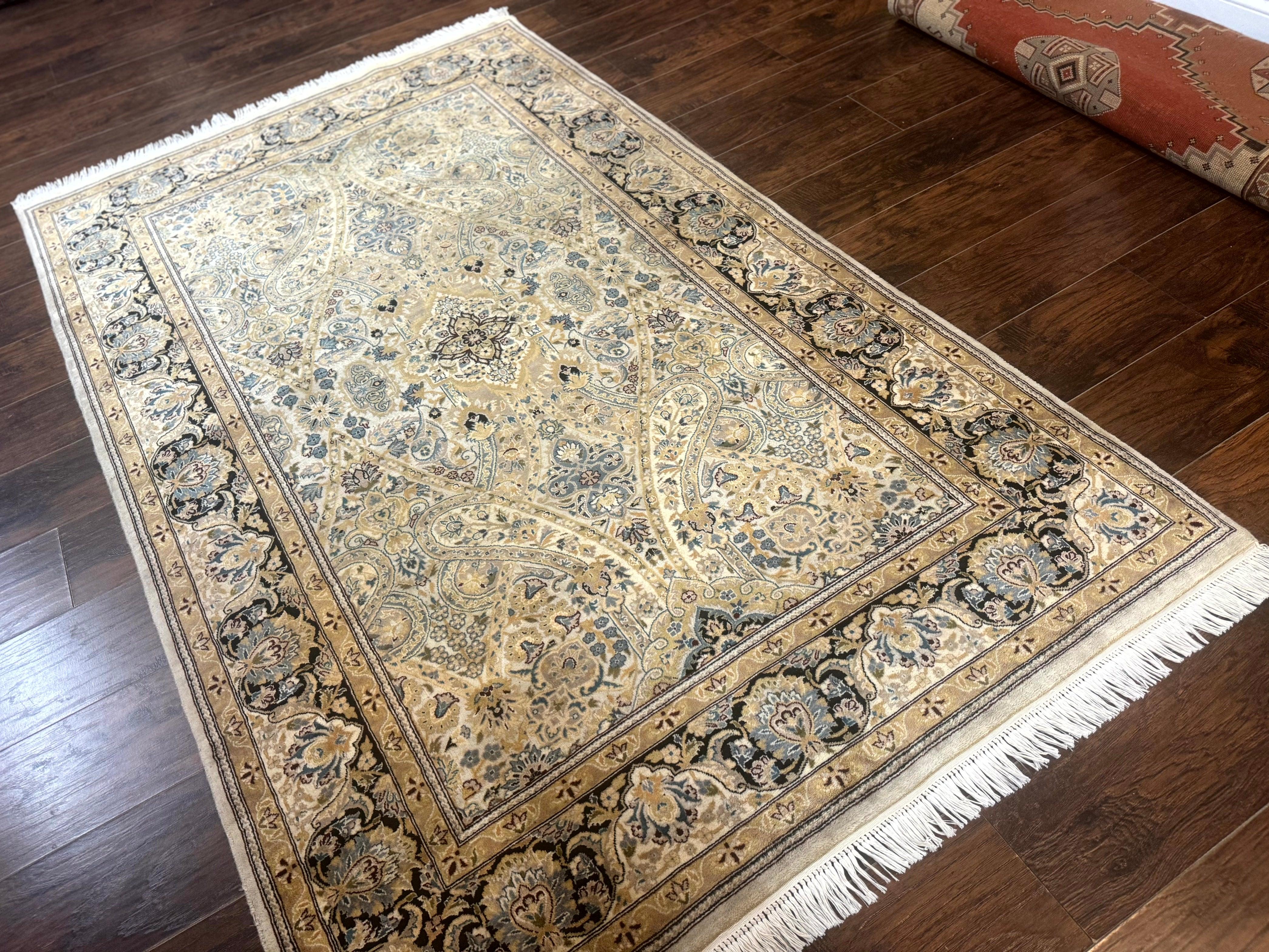 Wool Pak Persian Rug 5x7, Floral, Cream Color, Fine 290 KPSI - Jewel Rugs