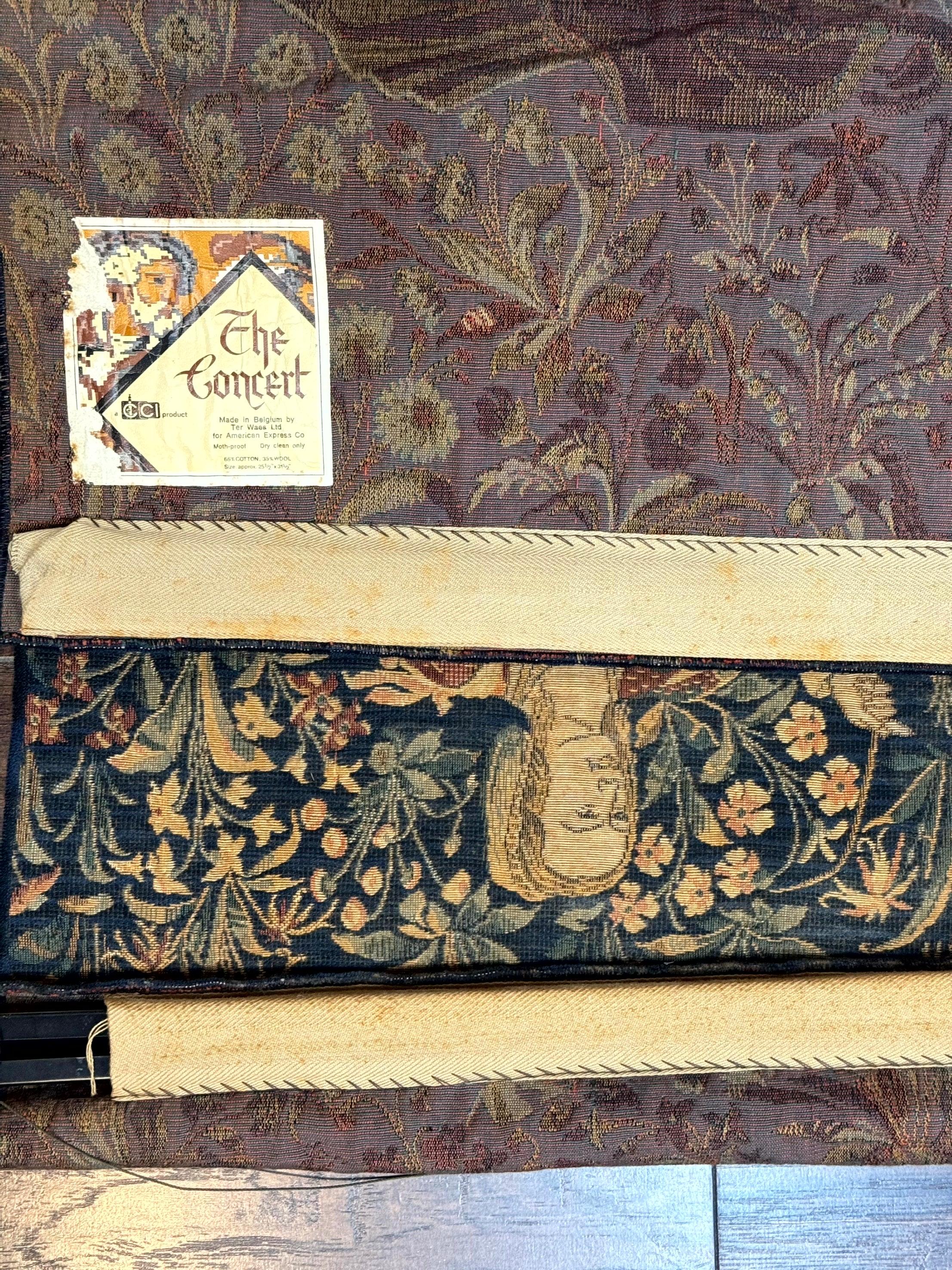 Vintage Belgium Tapestry 2x3 with Red, European Design, Flemish Tapestry - Jewel Rugs