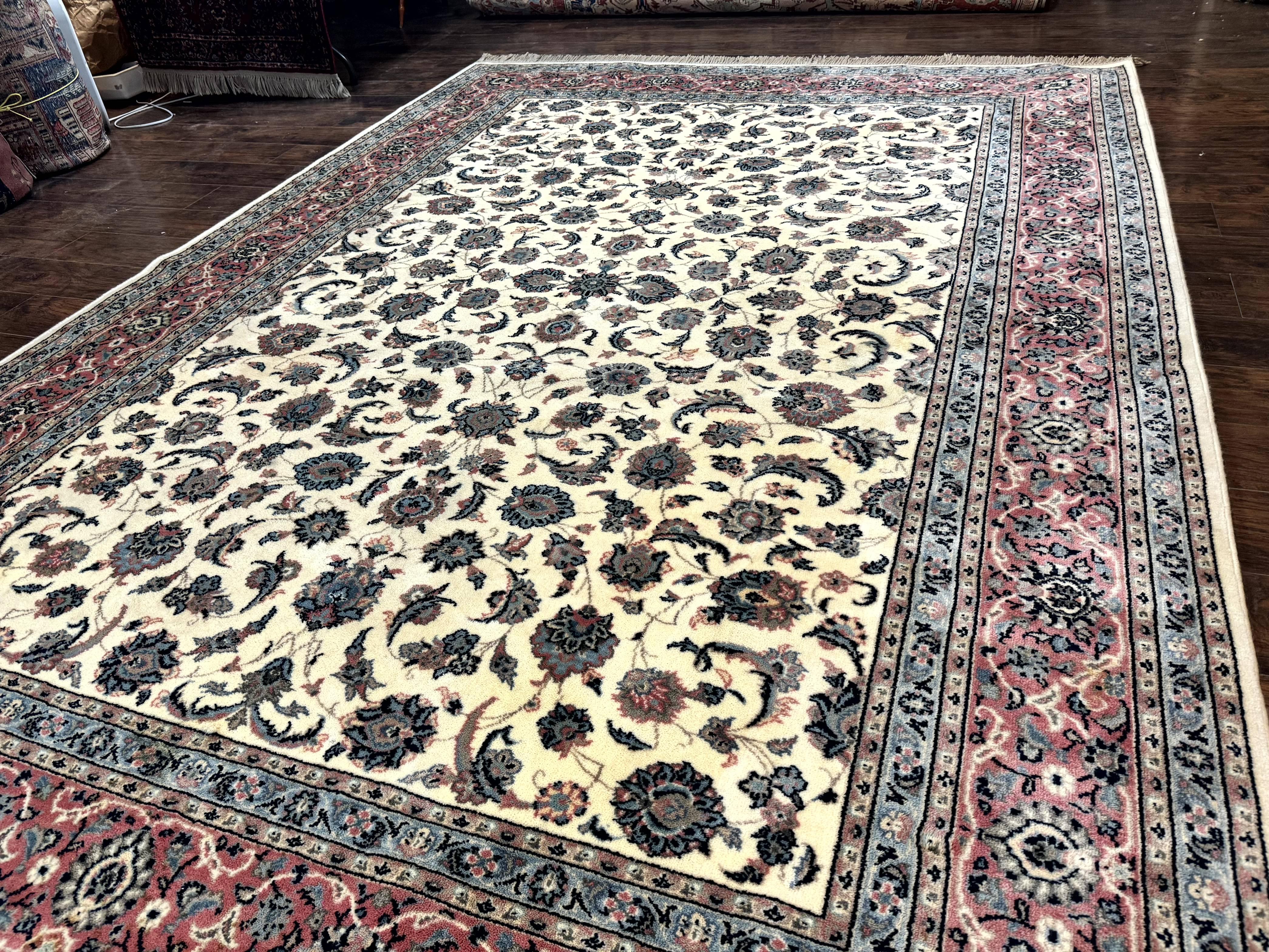Karastan Rug 8.8 x 12, Ivory Rose Ka'shan #768, Wool Pile Karastan Carpet, Original 700 Series, Rare, Discontinued, Vintage - Jewel Rugs