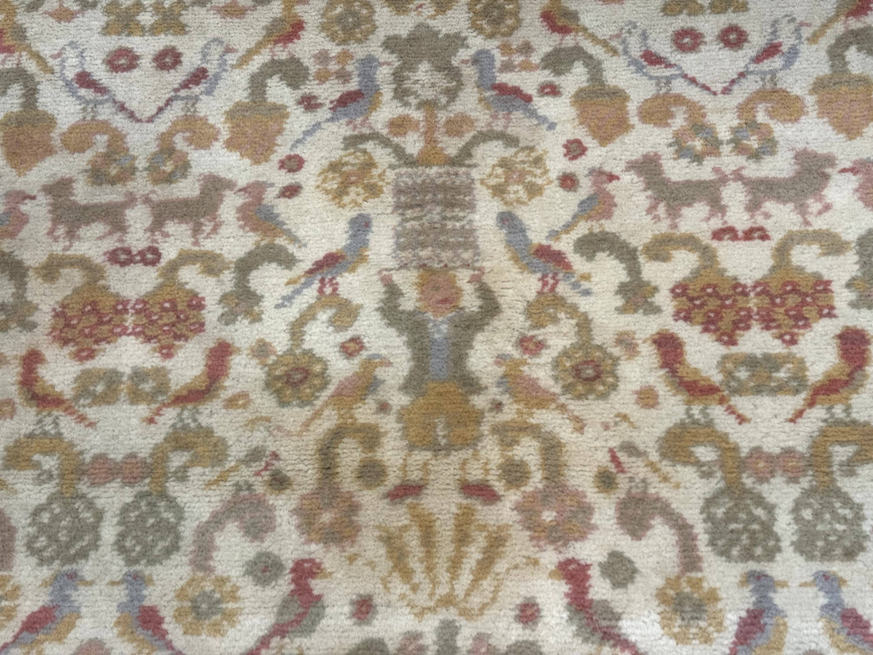 Large Spanish Portuguese Rug 9x15, Beige, Vintage, Allover Pattern, Wool - Jewel Rugs