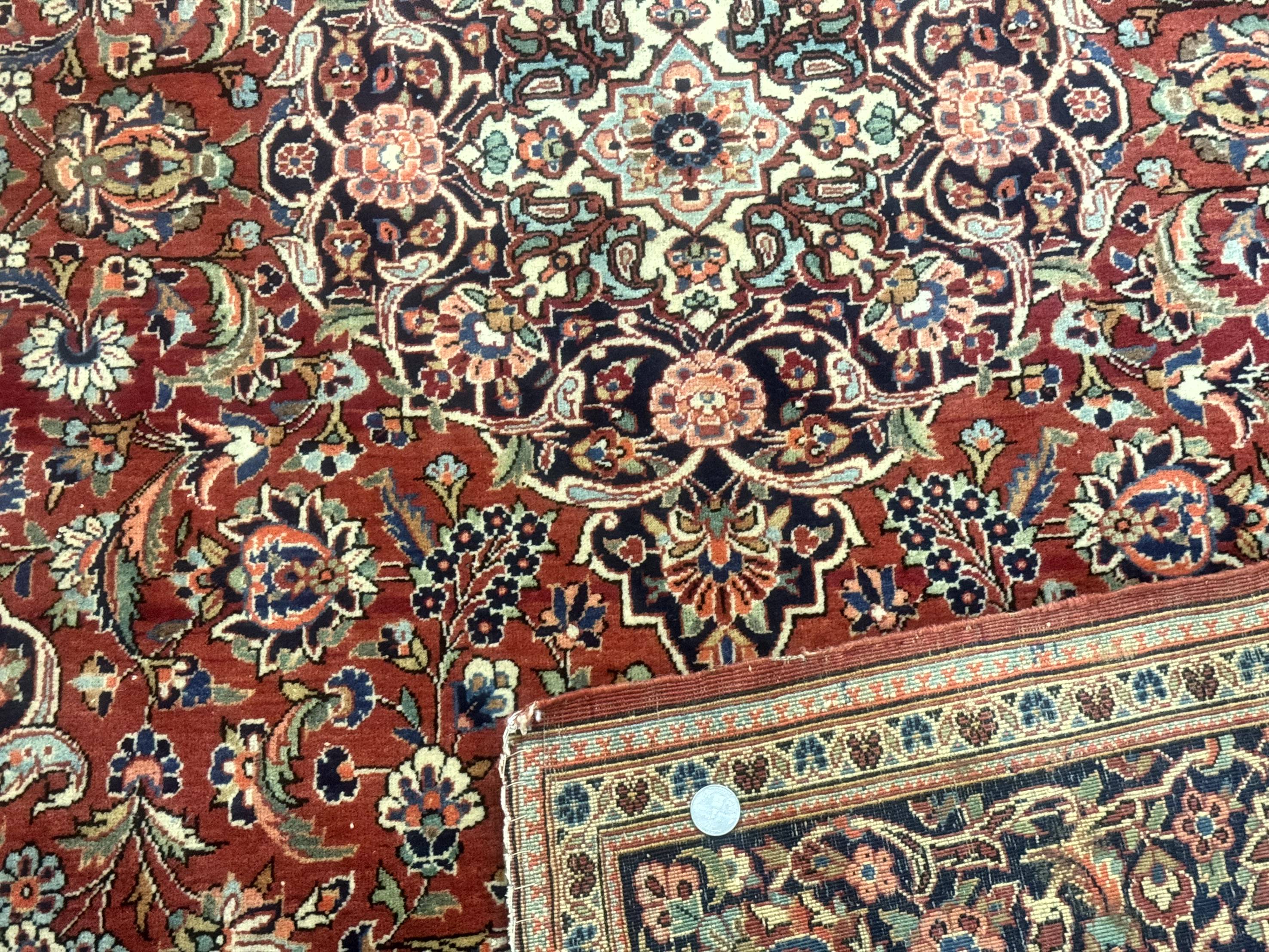 Persian Kashan Rug 4x7, Red, Floral Medallion, Vintage, Wool - Jewel Rugs