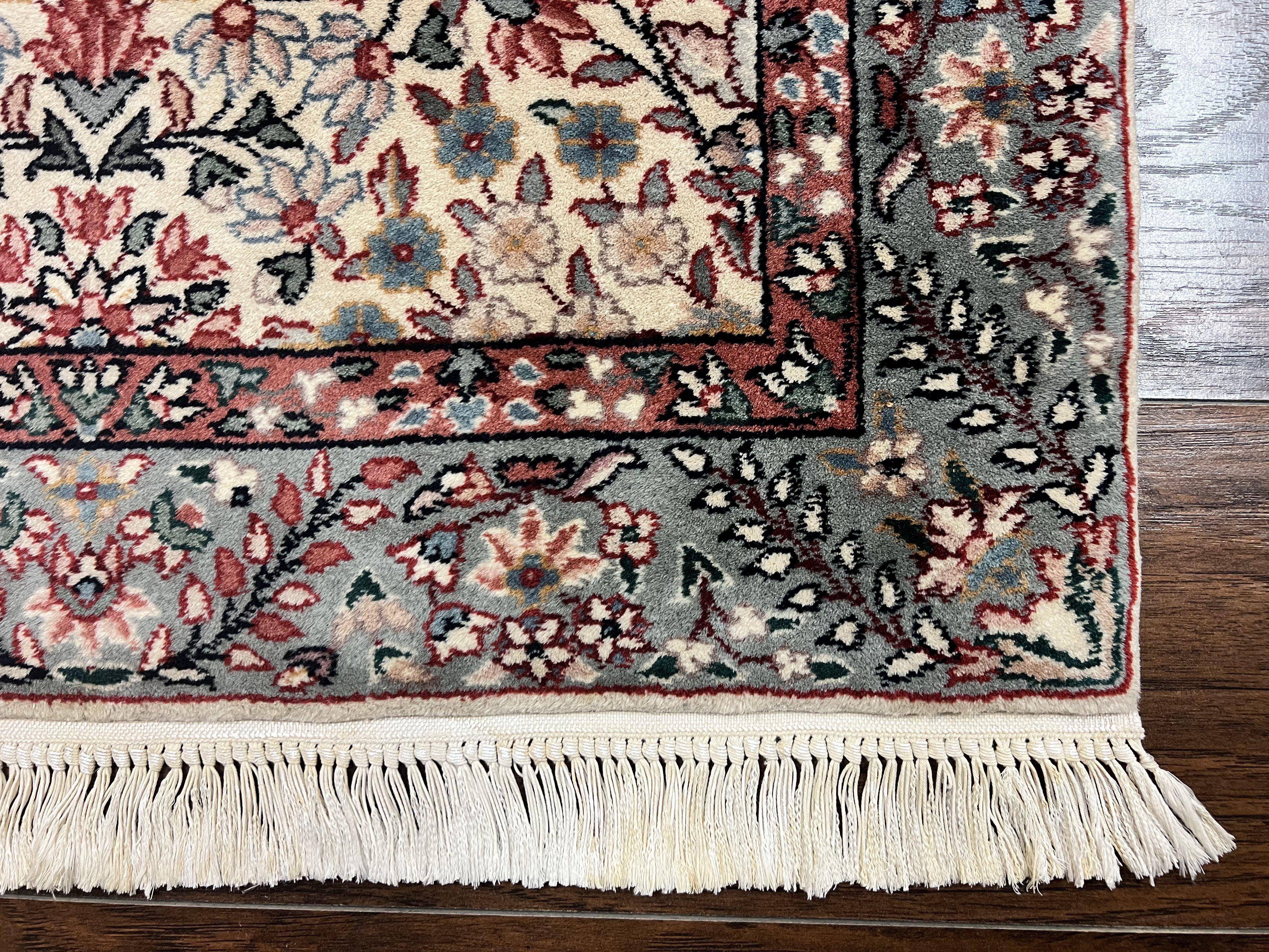Sino Persian Runner Rug 2.7 x 10, Floral Kirman Lavar Carpet for Hallway, Cream, Handmade Wool Vintage Rug - Jewel Rugs
