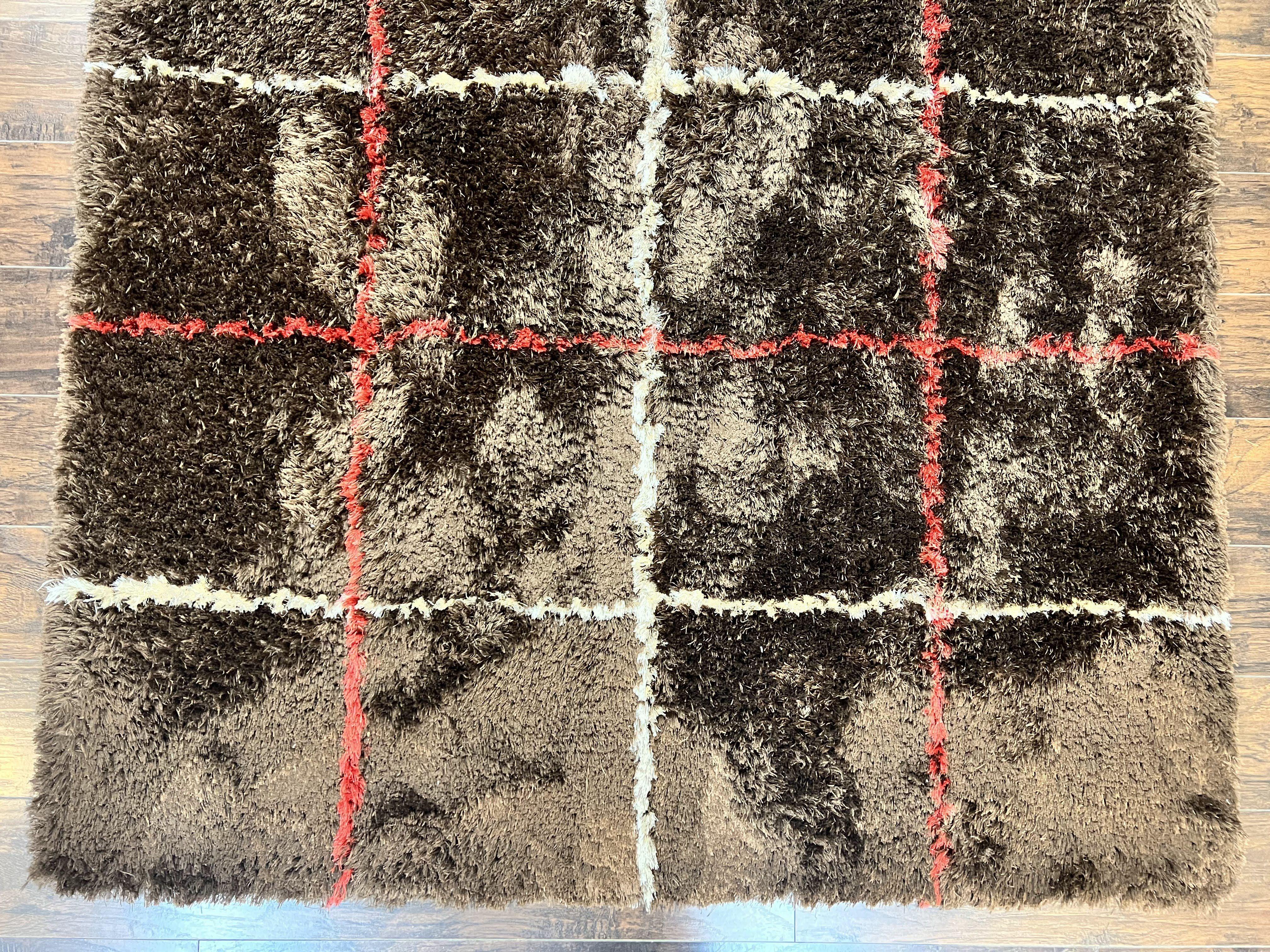 Shag Rug 6x8, Brown, Panel Design - Jewel Rugs