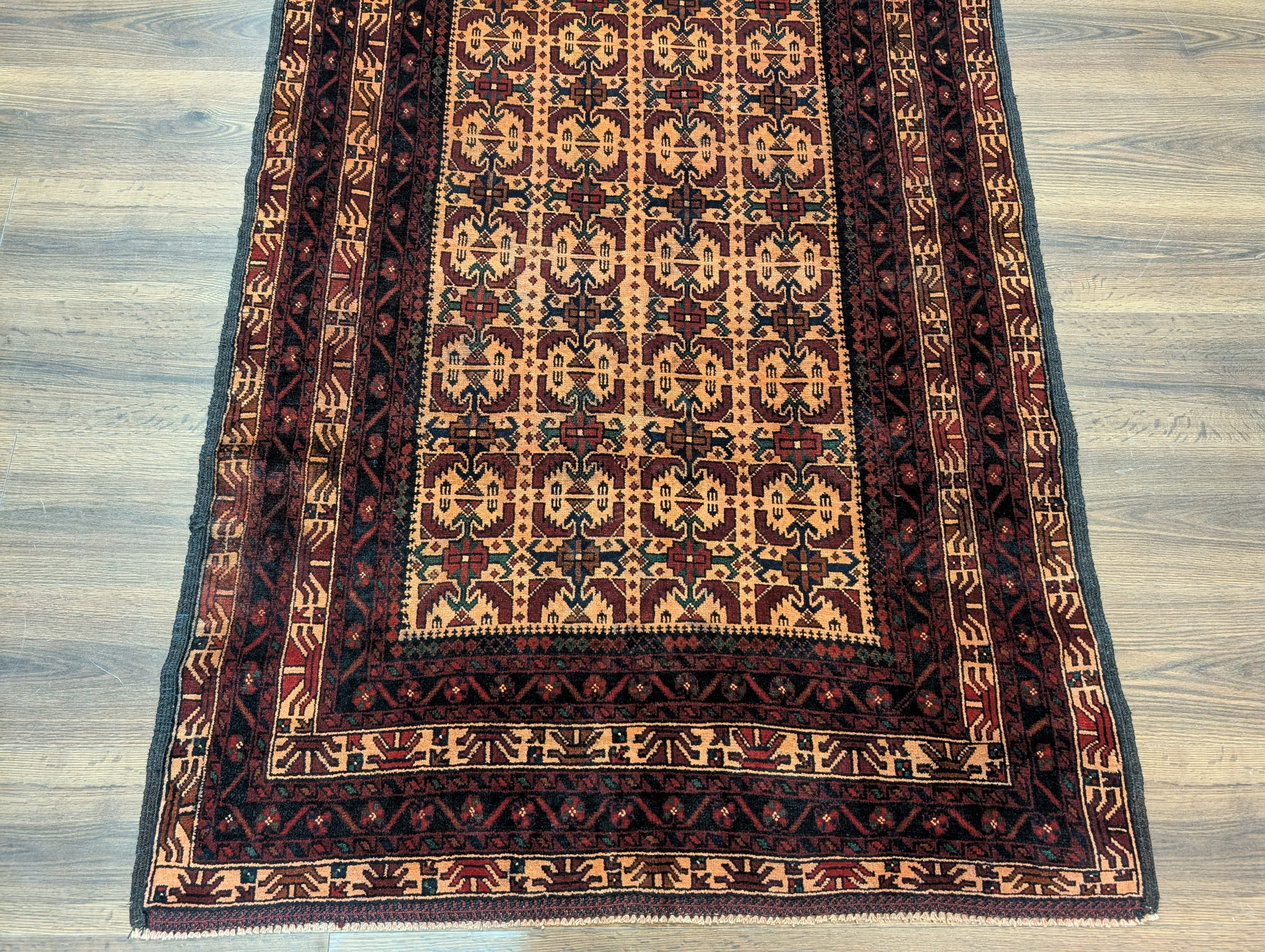 Afghan Baluch Rug 4x6, Tan, Tribal, Handmade, Wool, New - Jewel Rugs