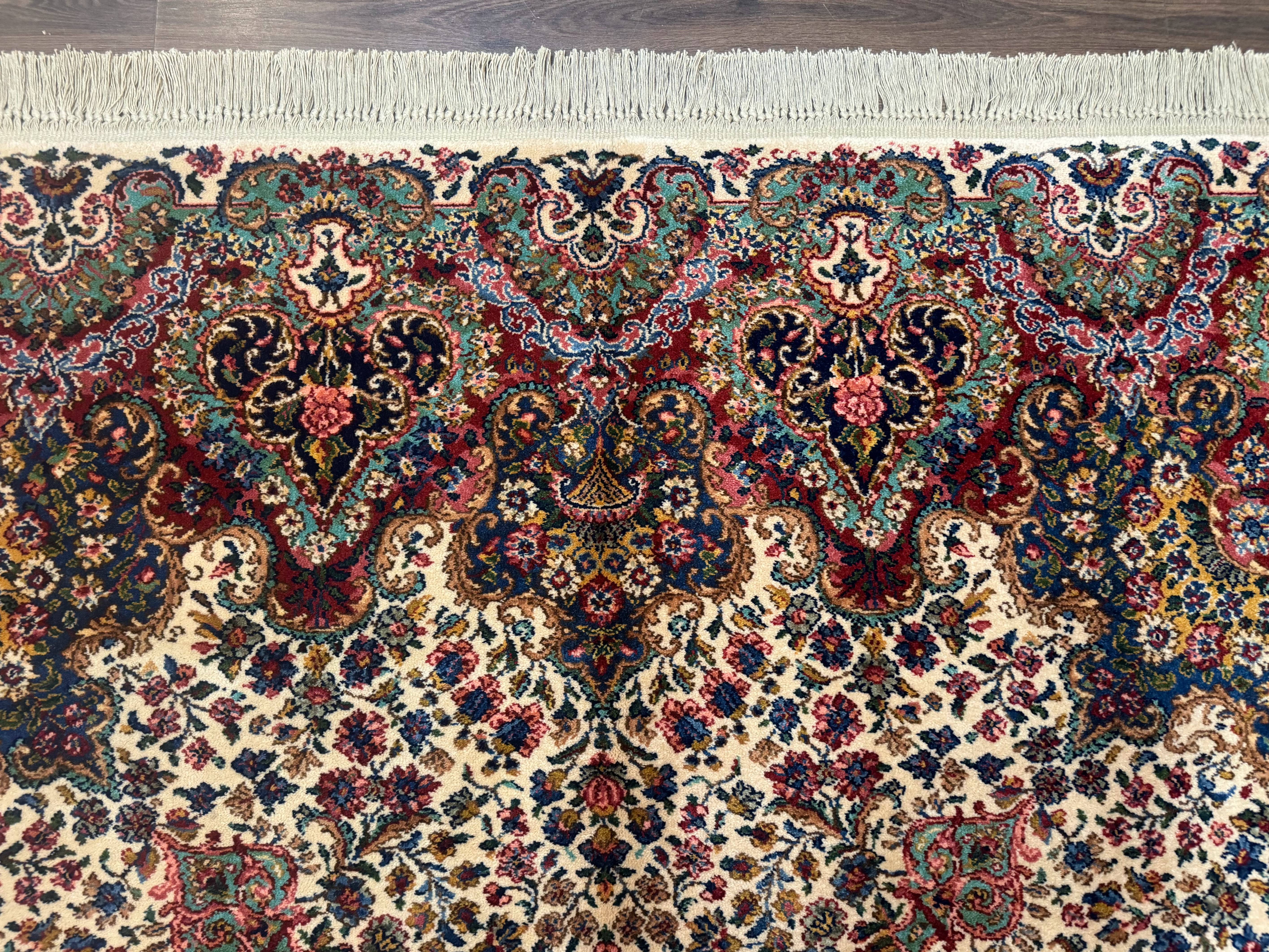 Karastan Ivory Kirman Rug #742, Wool Karastan Carpet 8.8 x 12, Vintage - Jewel Rugs