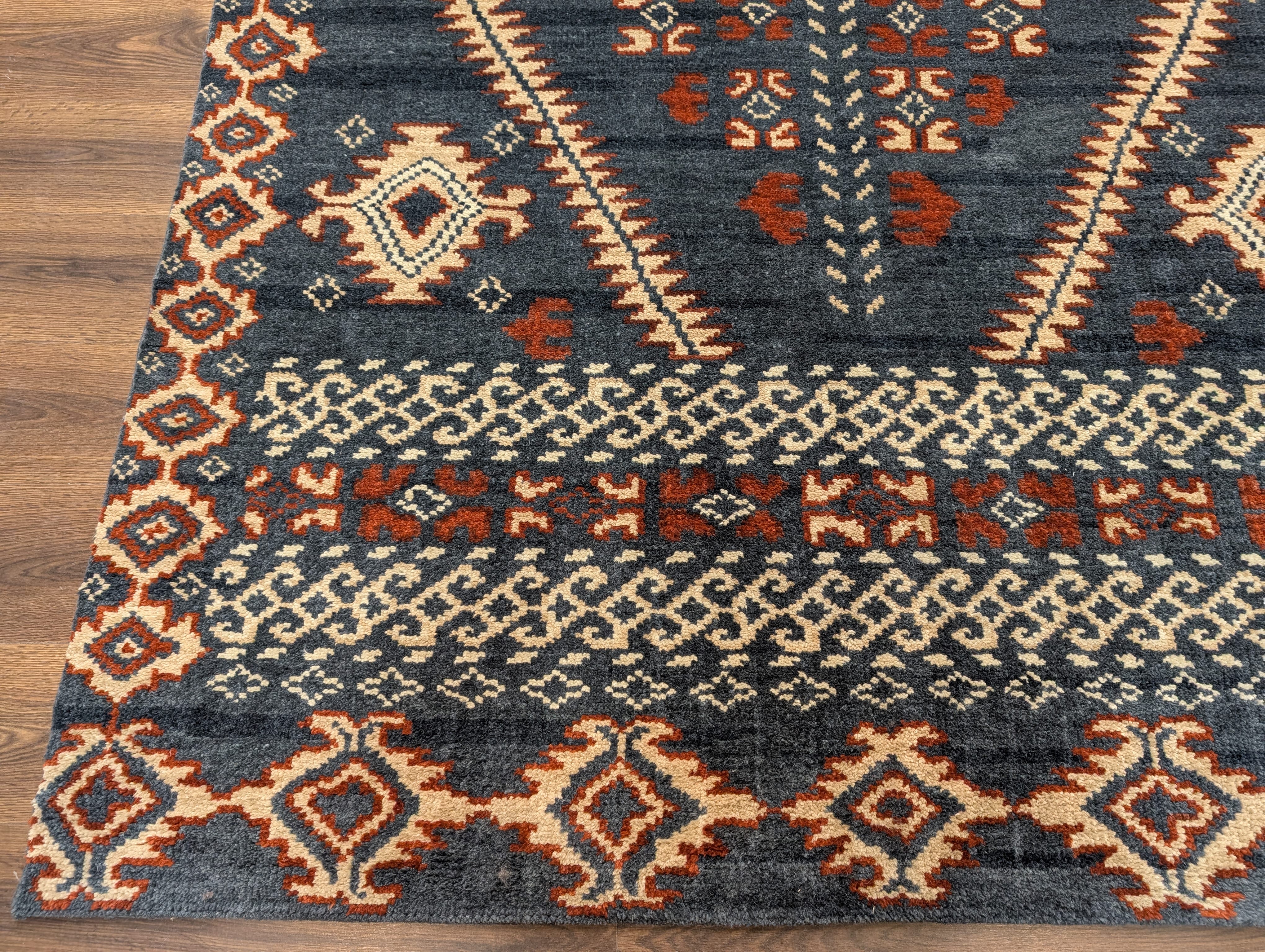 Indo Tibetan Rug 6x9, Hand-Knotted Wool Navajo Design Carpet - Jewel Rugs