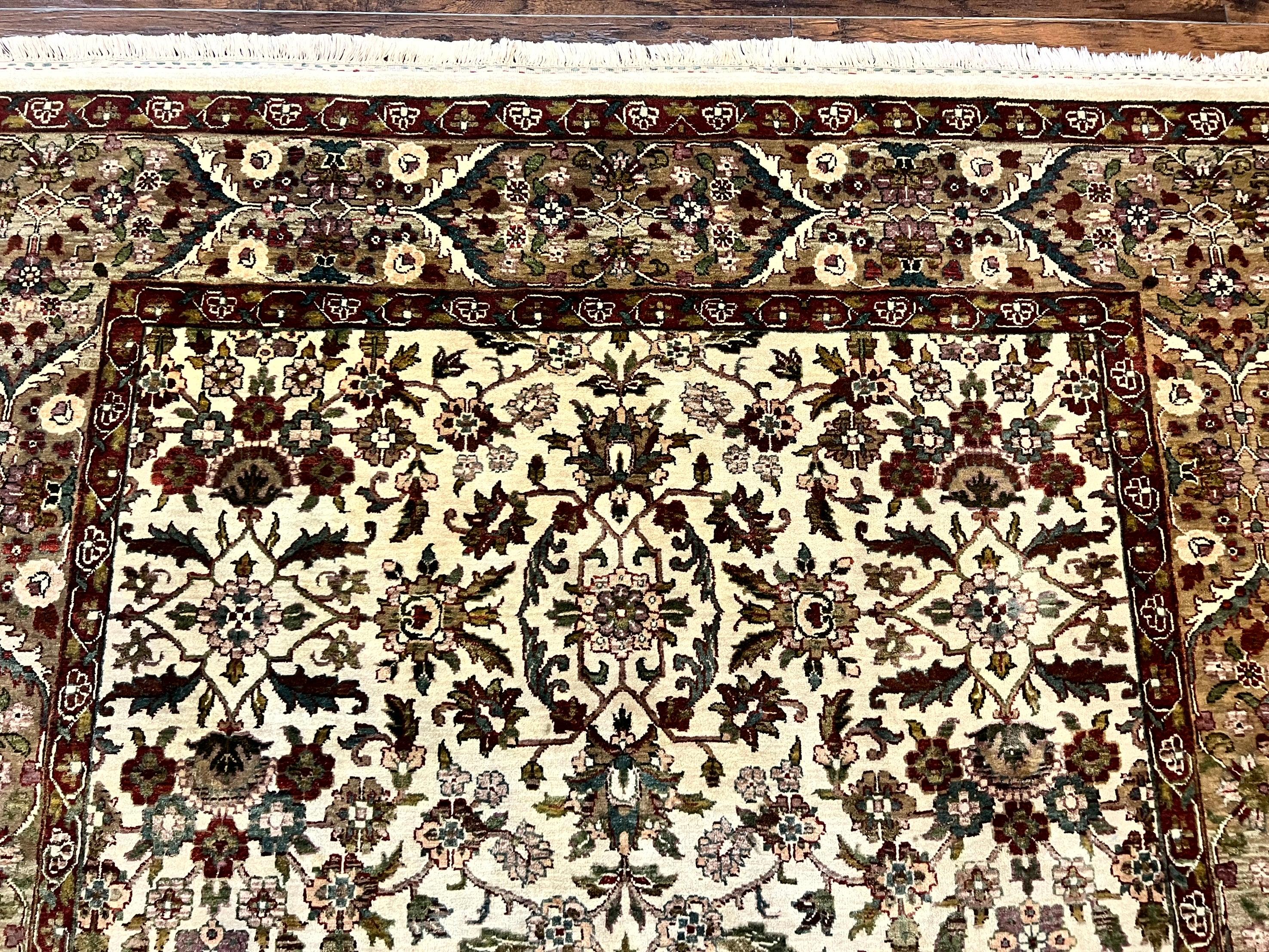 Indo Persian Rug 6x9, Indian Agra Rug, Vintage Handmade Wool Carpet, Beige, Traditional, Pande Cameron - Jewel Rugs