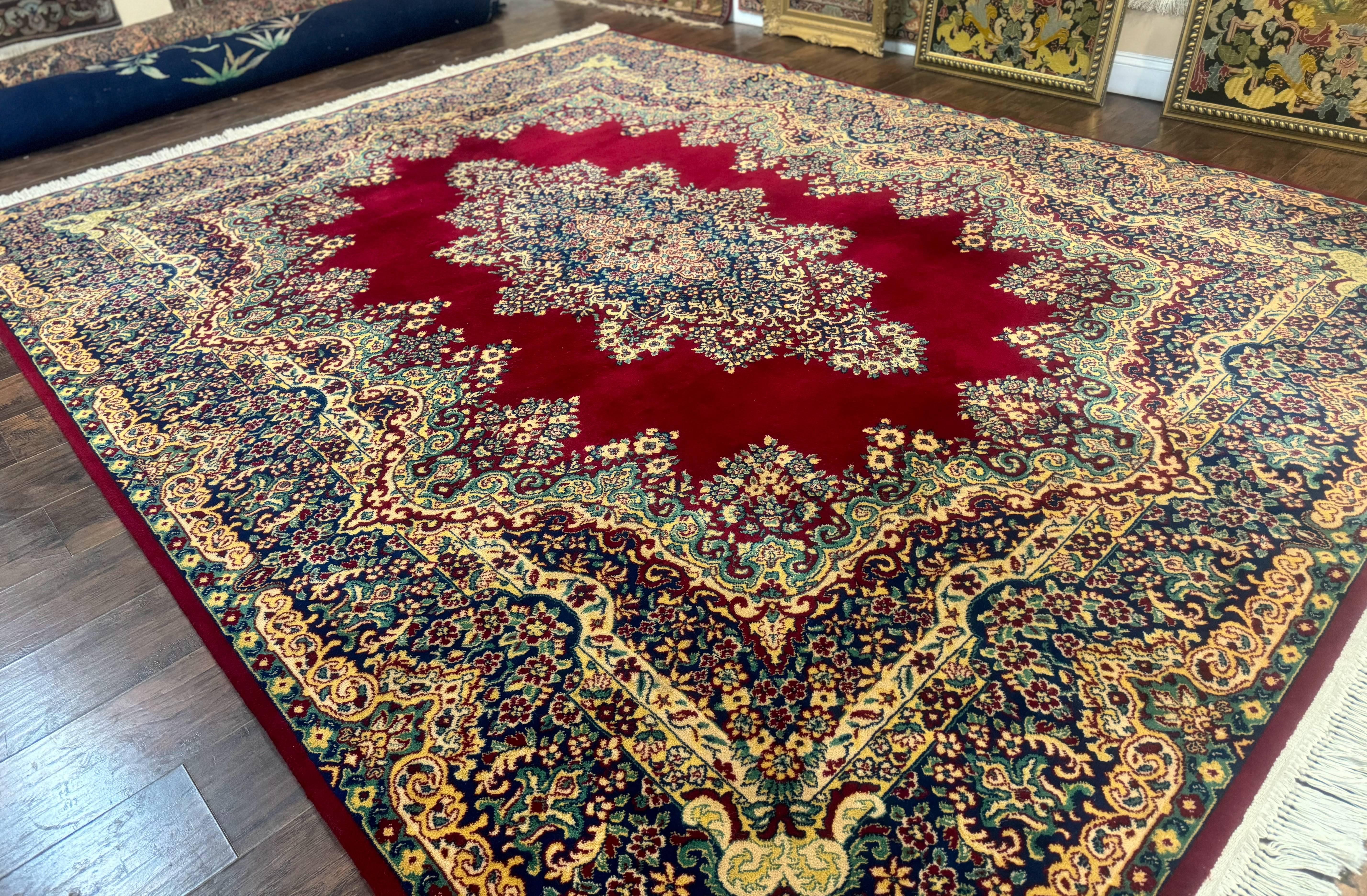 Power Loomed Persian Oriental Rug 9x12, Vintage Wool Pile, Kirman Design - Jewel Rugs