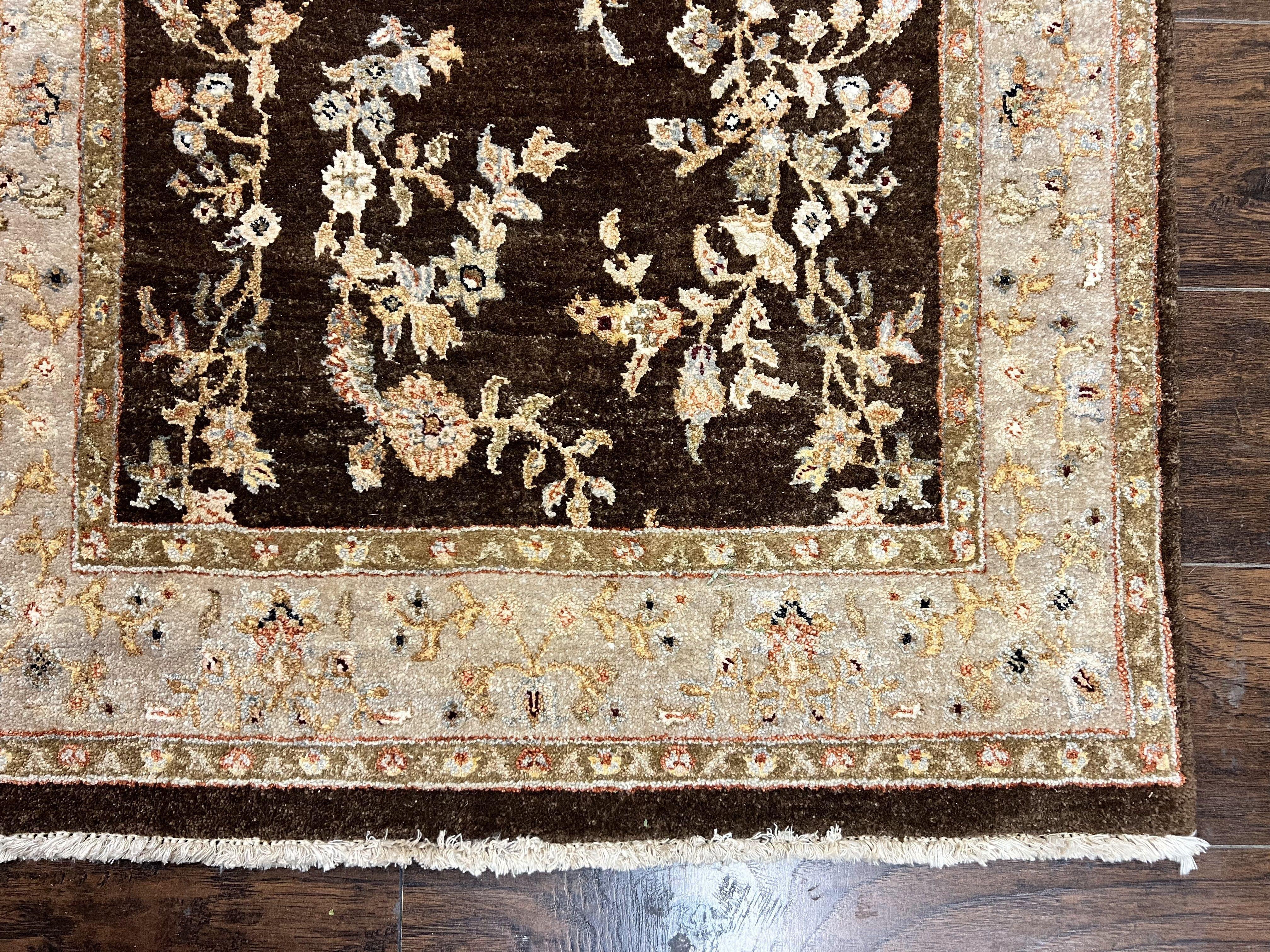 Peshawar Runner Rug 3 x 20, Wool Hand Knotted Vintage Pakistani Carpet, Brown & Taupe, Chobi Mahal Floral Rug, Extra Long Hallway Runner - Jewel Rugs