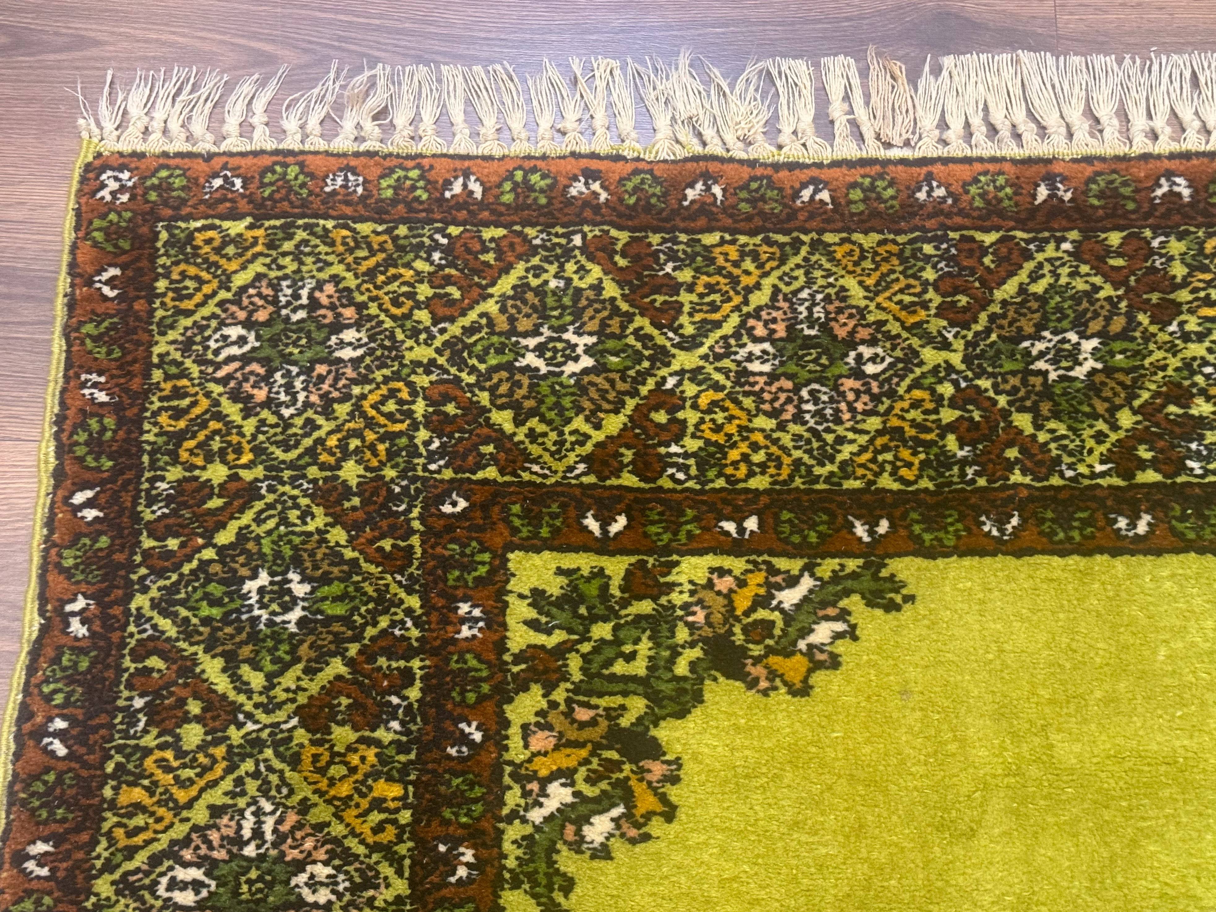 Moroccan Rug 6x8, Semi Open Field, Vintage, Lime Green, Wool Carpet - Jewel Rugs