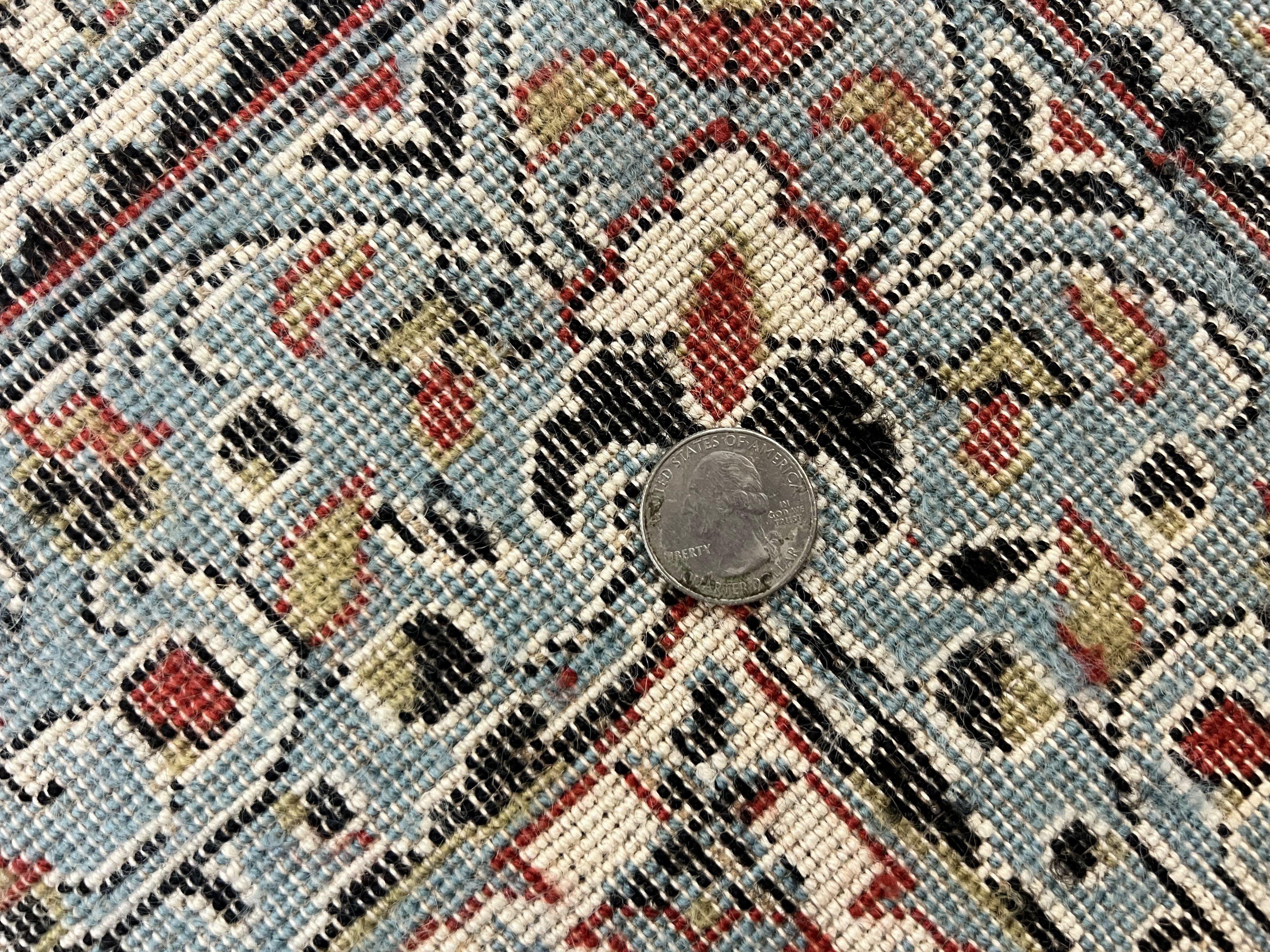 Belgium Power Loomed Rug 8x11, Turkish Hereke Design, Allover Pattern, Light Blue & Ivory, Room Sized Wool Vintage Oriental Carpet - Jewel Rugs