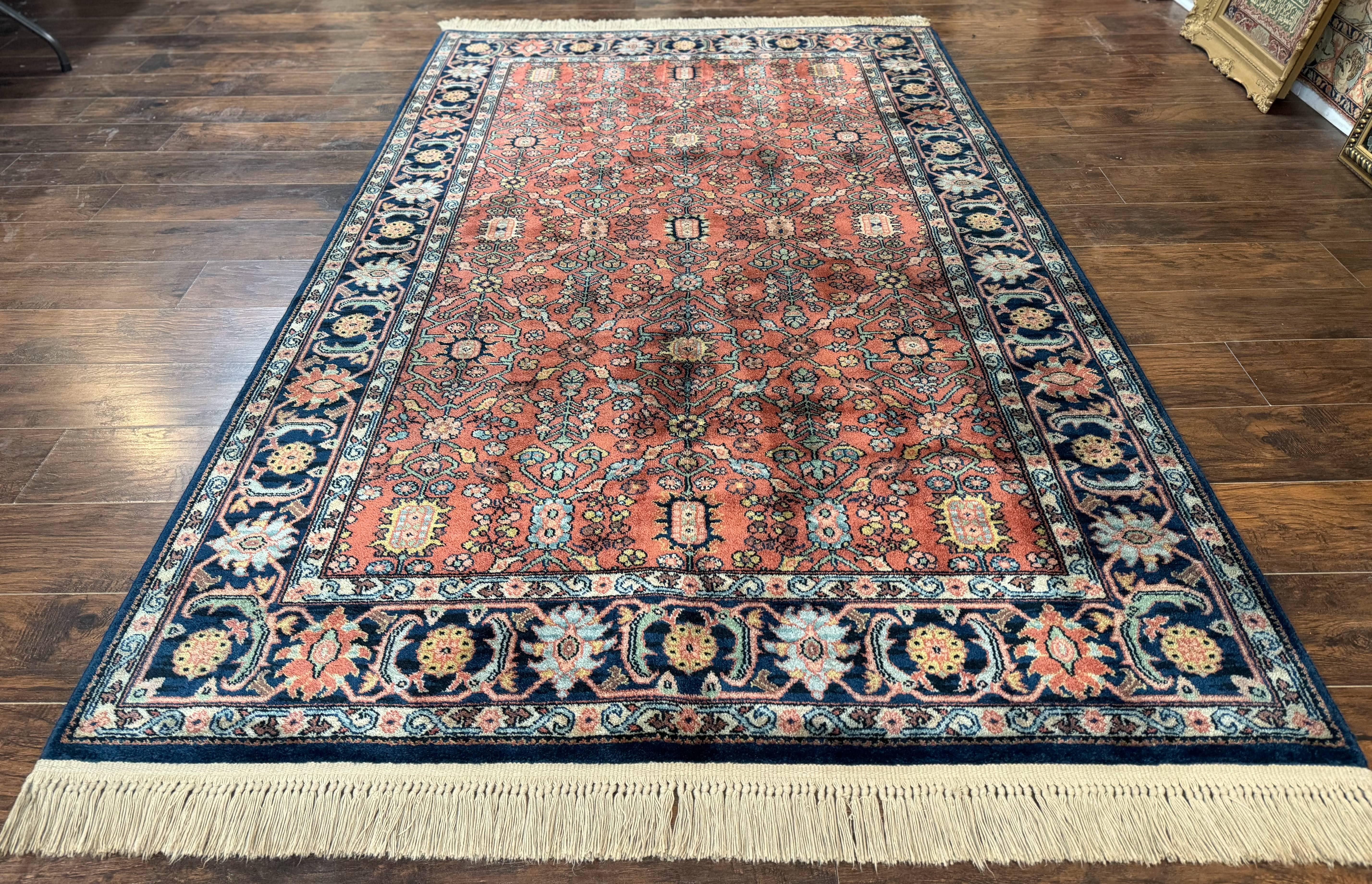 5.9 x 9 Karastan Serapi Rug #729, Wool Karastan Carpet, Original 700 Series, Red and Dark Blue, Discontinued, 6x9 Vintage Karastan, Rare - Jewel Rugs