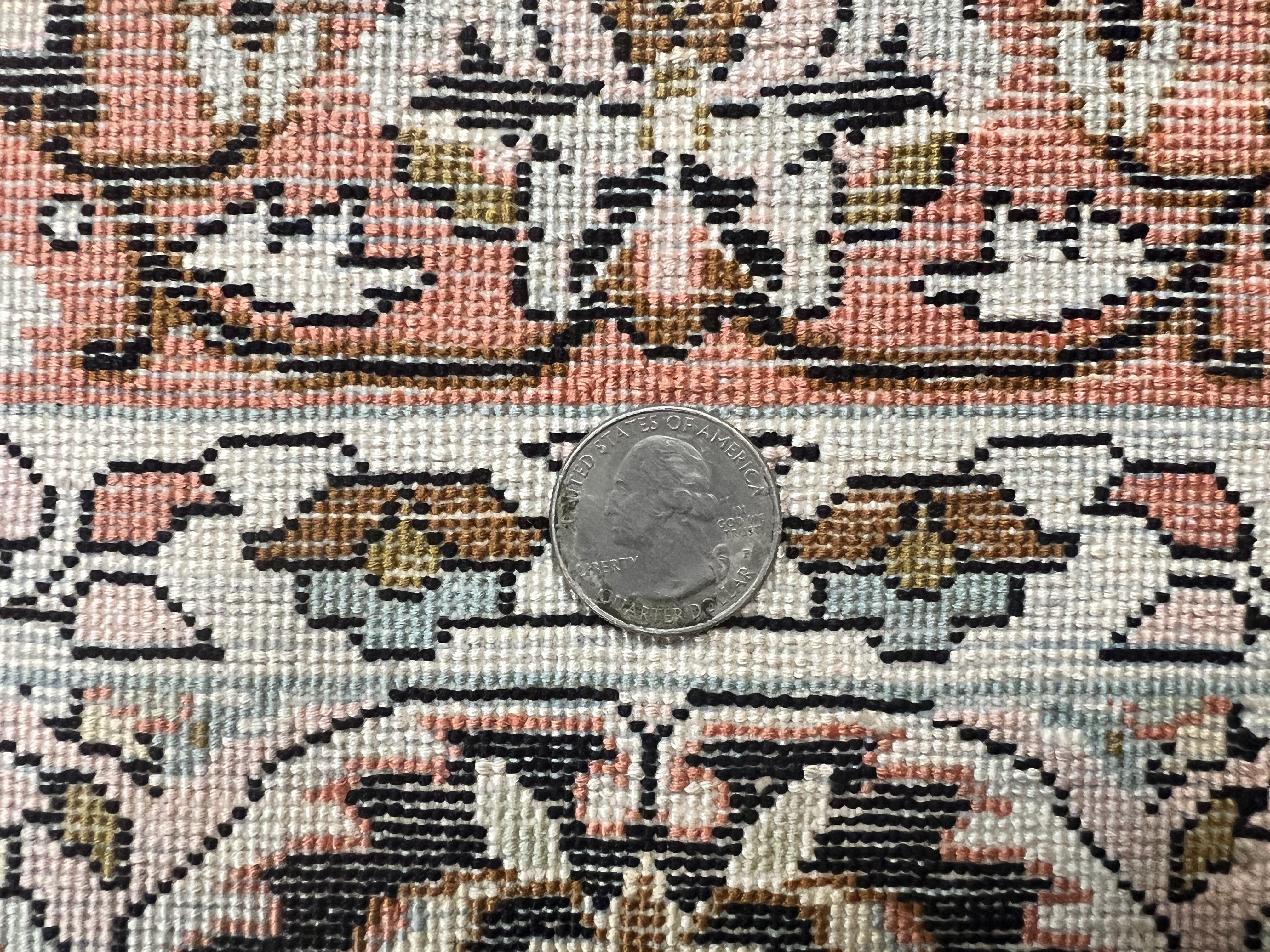 Silk Indian Kashmiri Rug 3x5, Indo Persian Silk on Silk Carpet, Very Fine 350 KPSI, Navy Blue, Handmade, Floral Medallion - Jewel Rugs