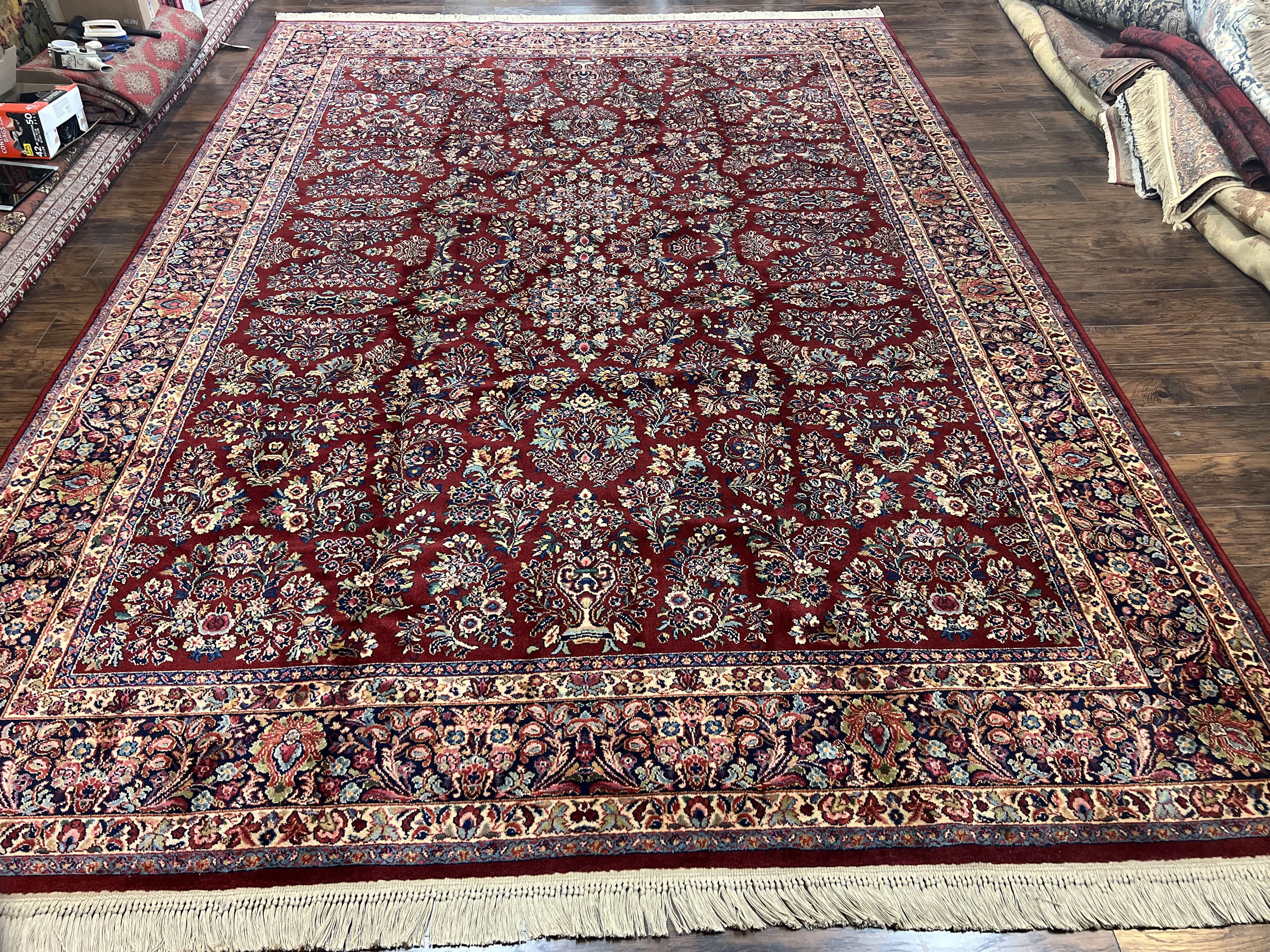 Karastan Rug Sarouk #785, Large Wool Pile Karastan Carpet 10x14 ft, Original Collection 700 Series, Discontinued Vintage Karastan Rug, Red - Jewel Rugs