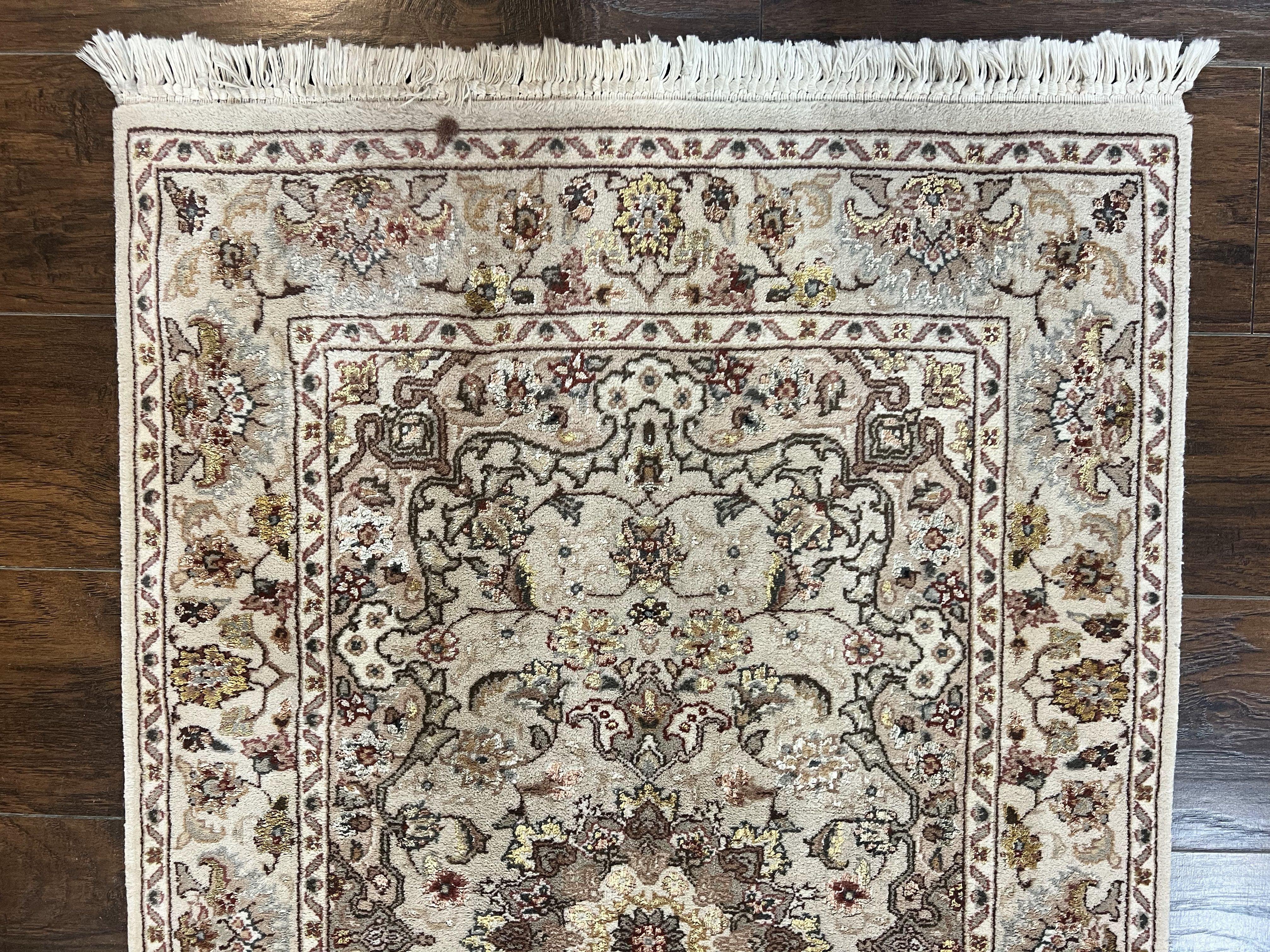 Sino Persian Rug 2.5 x 4, Hand Knotted Oriental Carpet, Small Persian Rug, Floral Medallion, Wool, Vintage - Jewel Rugs