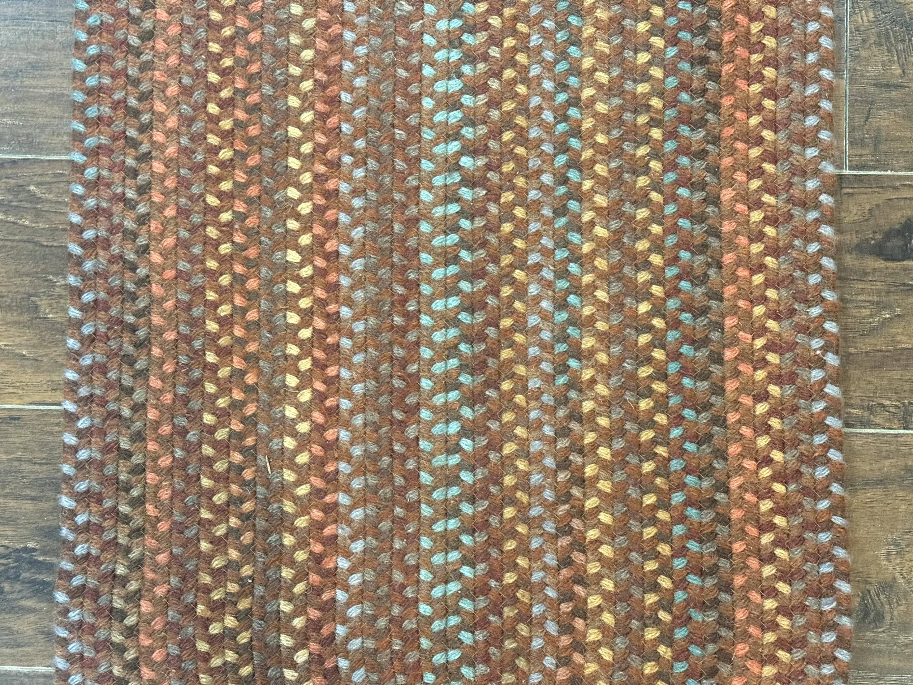 American Braided Runner Rug 2 x 9, Multicolor Vintage Hand Braided Runner 2x9 ft, Oval Braided Runner, Rare Size - Jewel Rugs